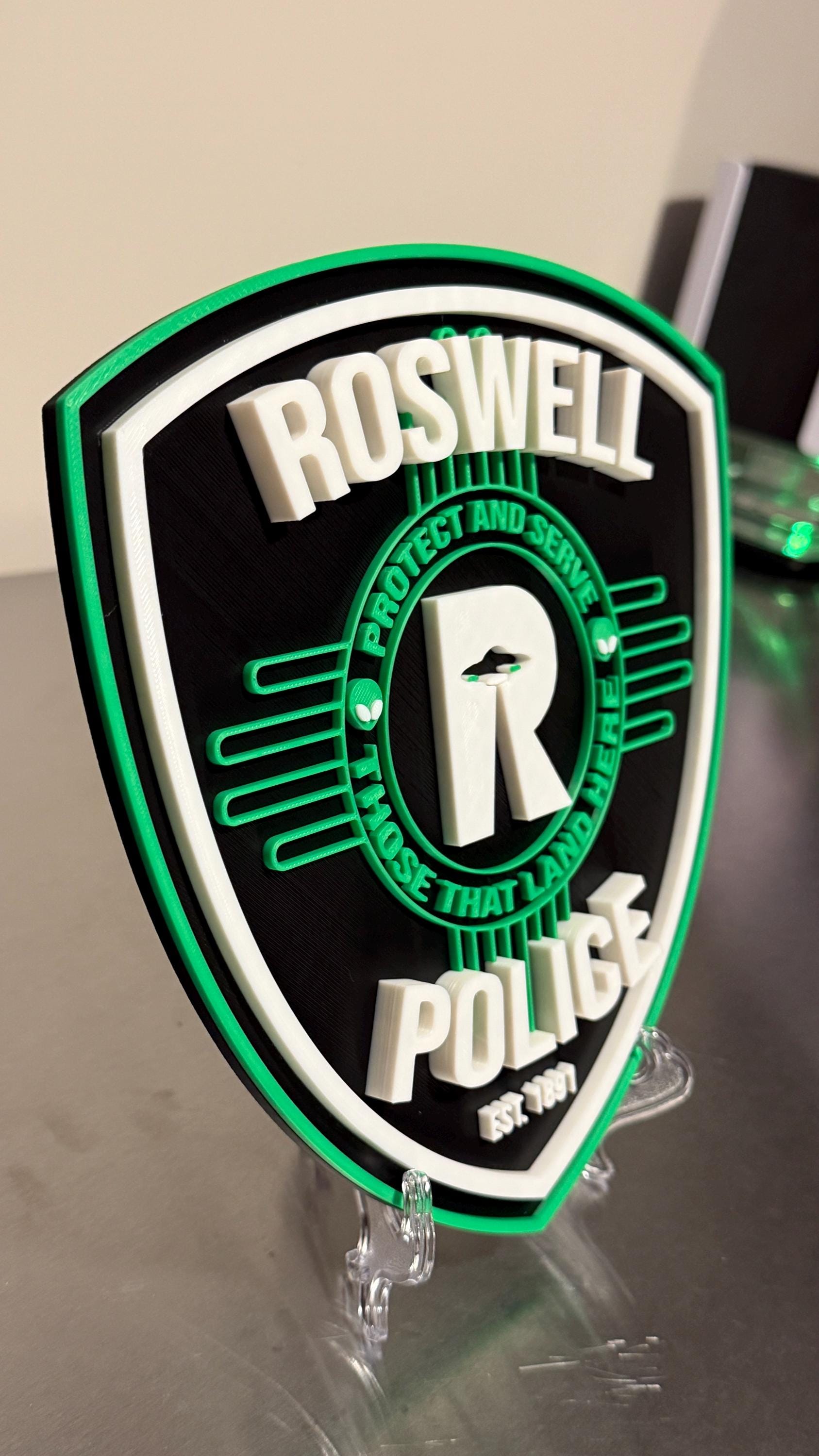 Roswell Police Department Plaque: 3D Embossed New Mexico Wall Art