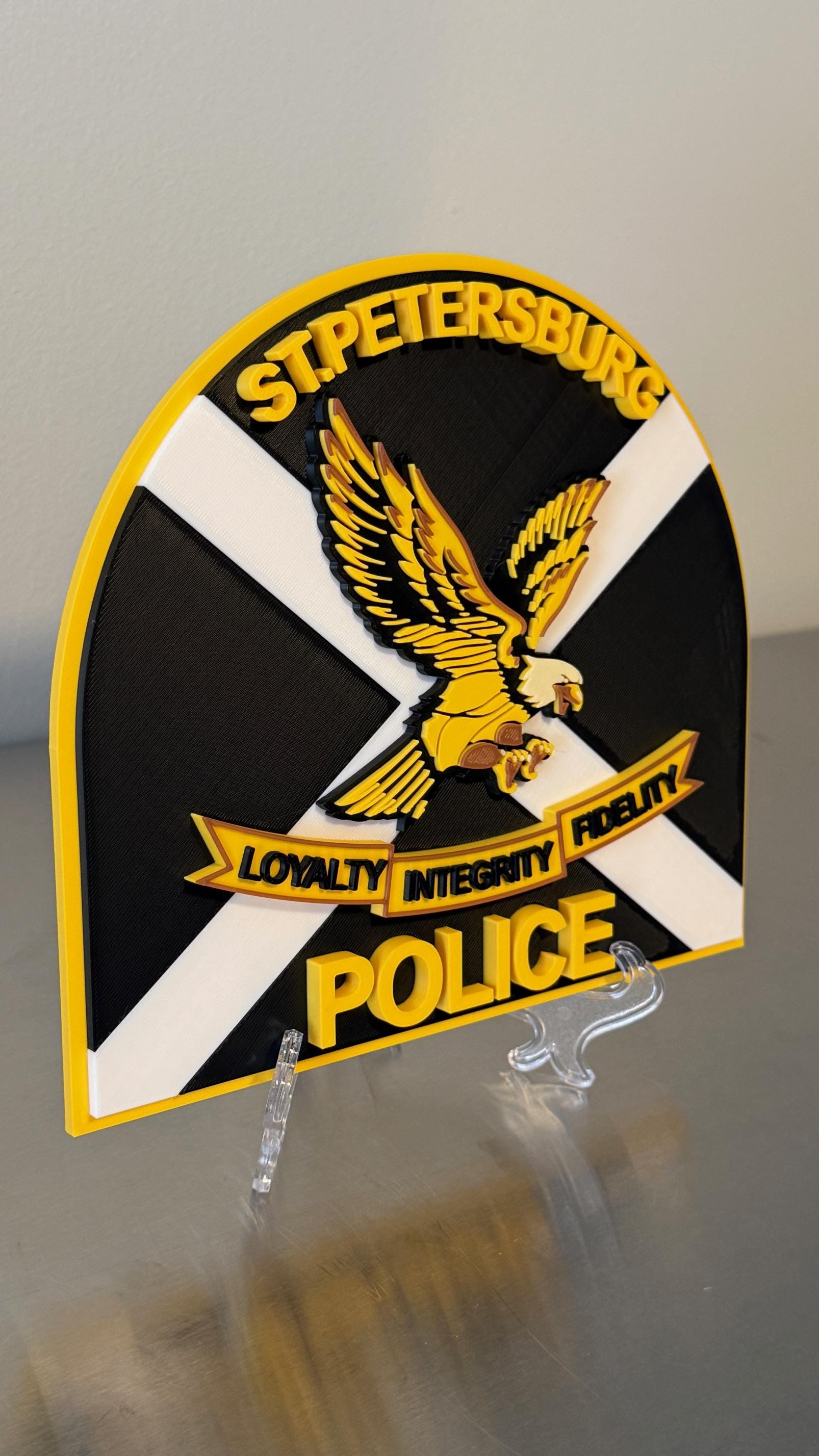 Police Plaque: St. Petersburg 3D Embossed - Wall Mount Display Florida
