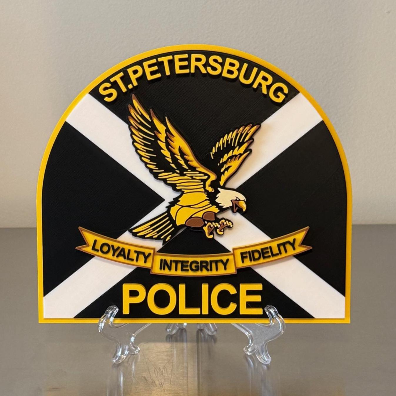 Police Plaque: St. Petersburg 3D Embossed - Wall Mount Display Florida