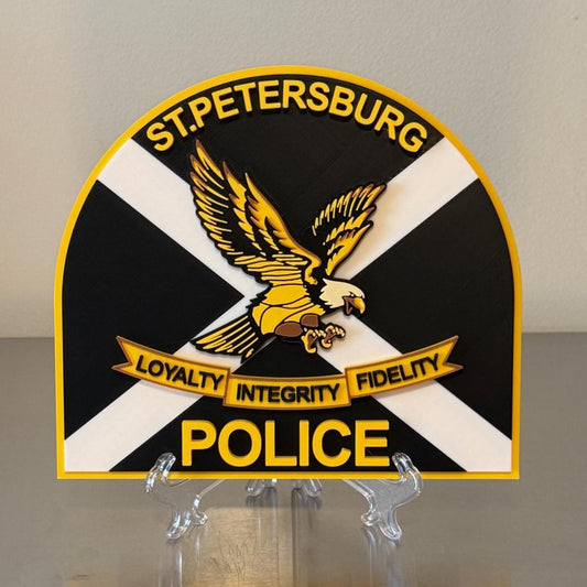Police Plaque: St. Petersburg 3D Embossed - Wall Mount Display Florida