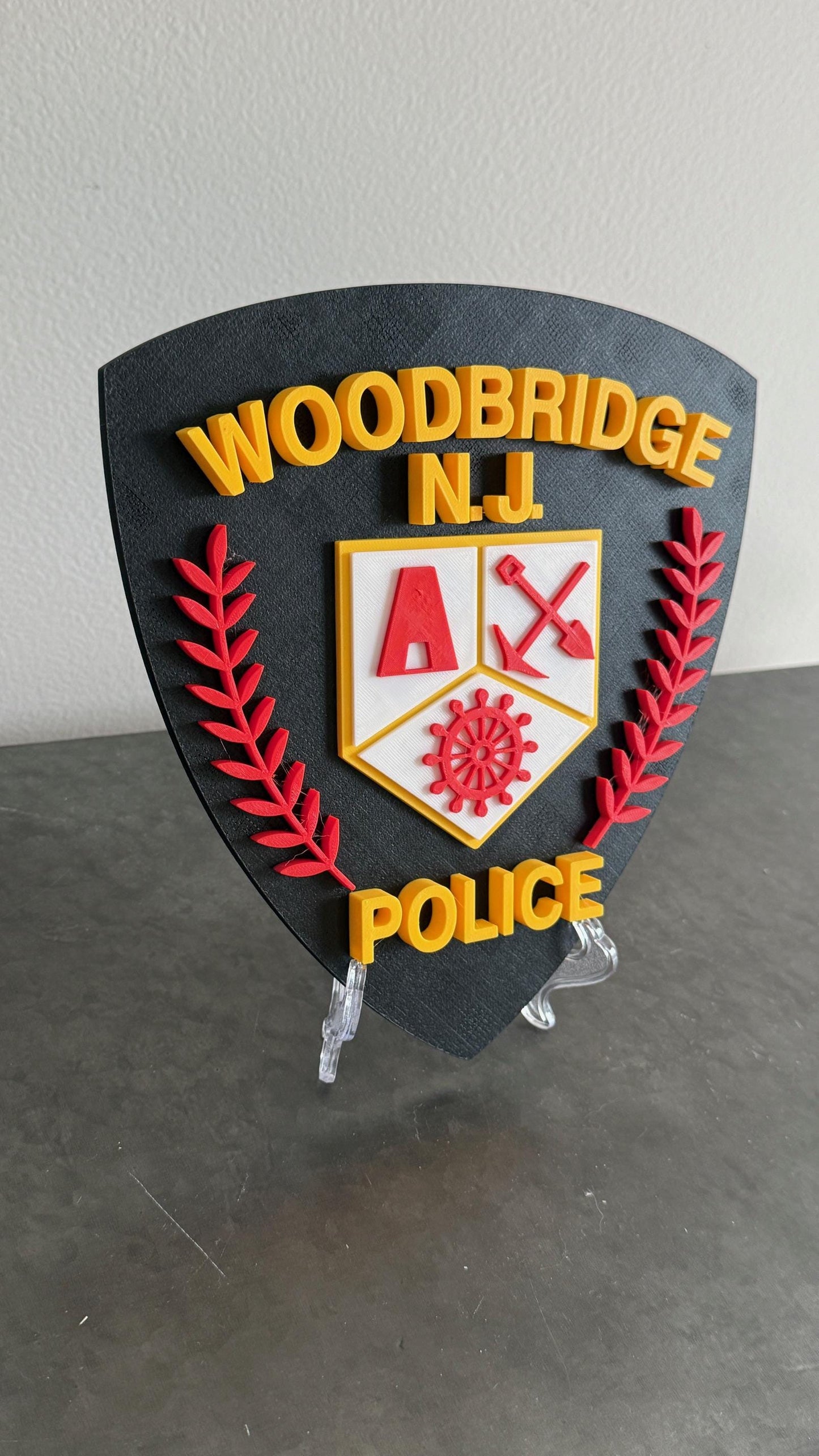 Embossed Woodbridge NJ Police Plaque: First Responder Wall Art New Jersey