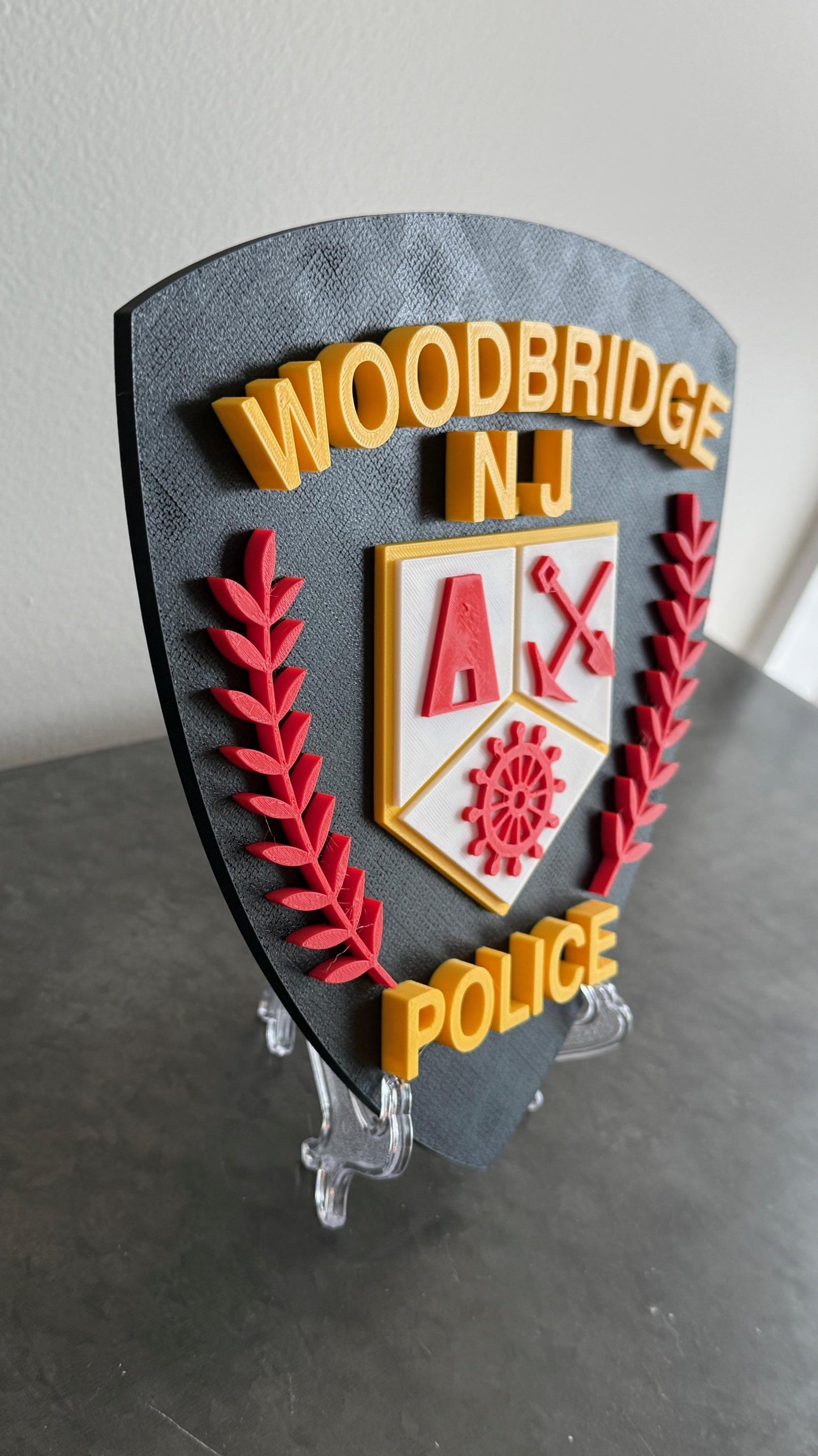 Embossed Woodbridge NJ Police Plaque: First Responder Wall Art New Jersey