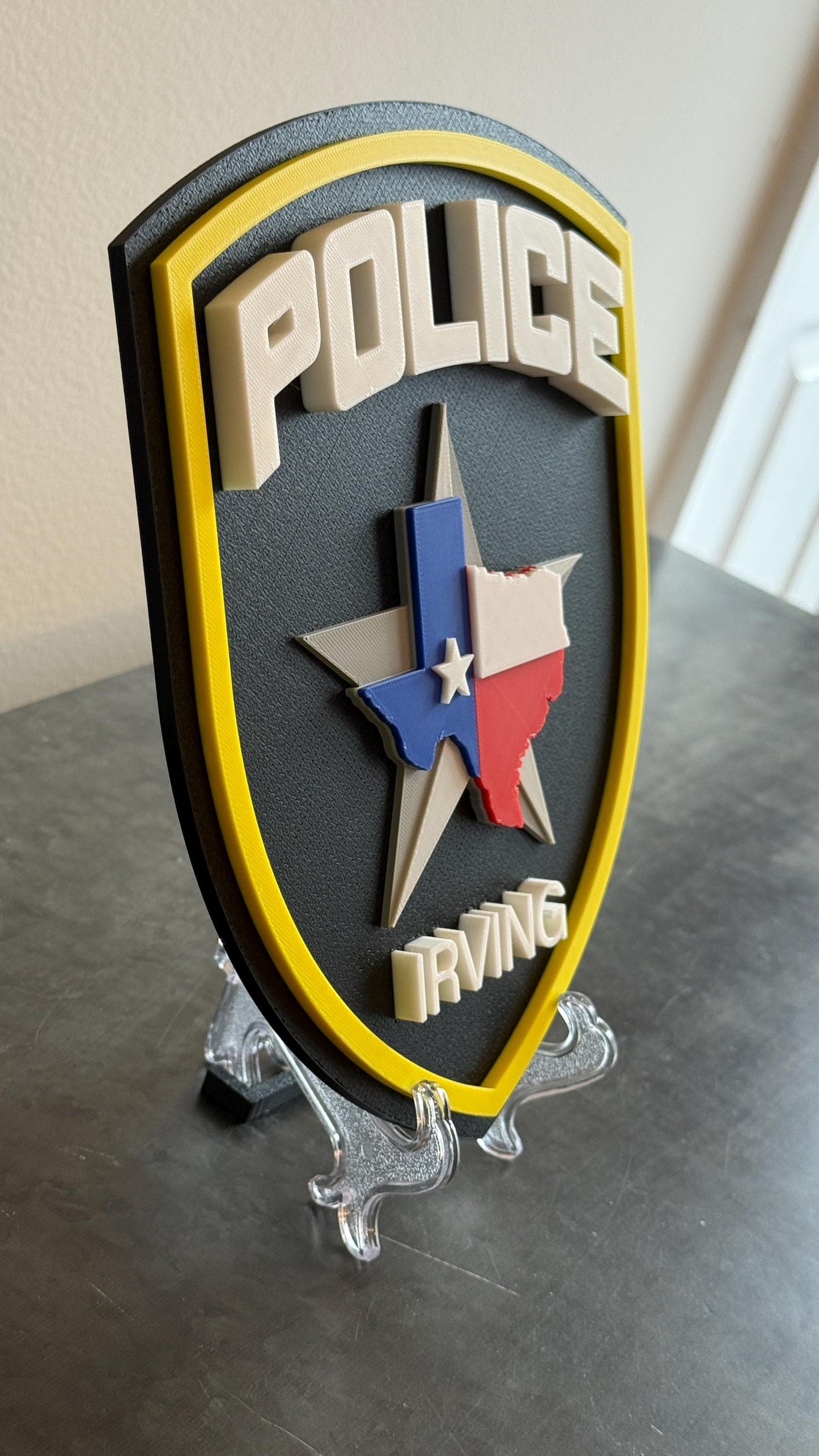 Irving Police Department TX Embossed 3D Plaque: First Responder Wall Art Police Gift Texas