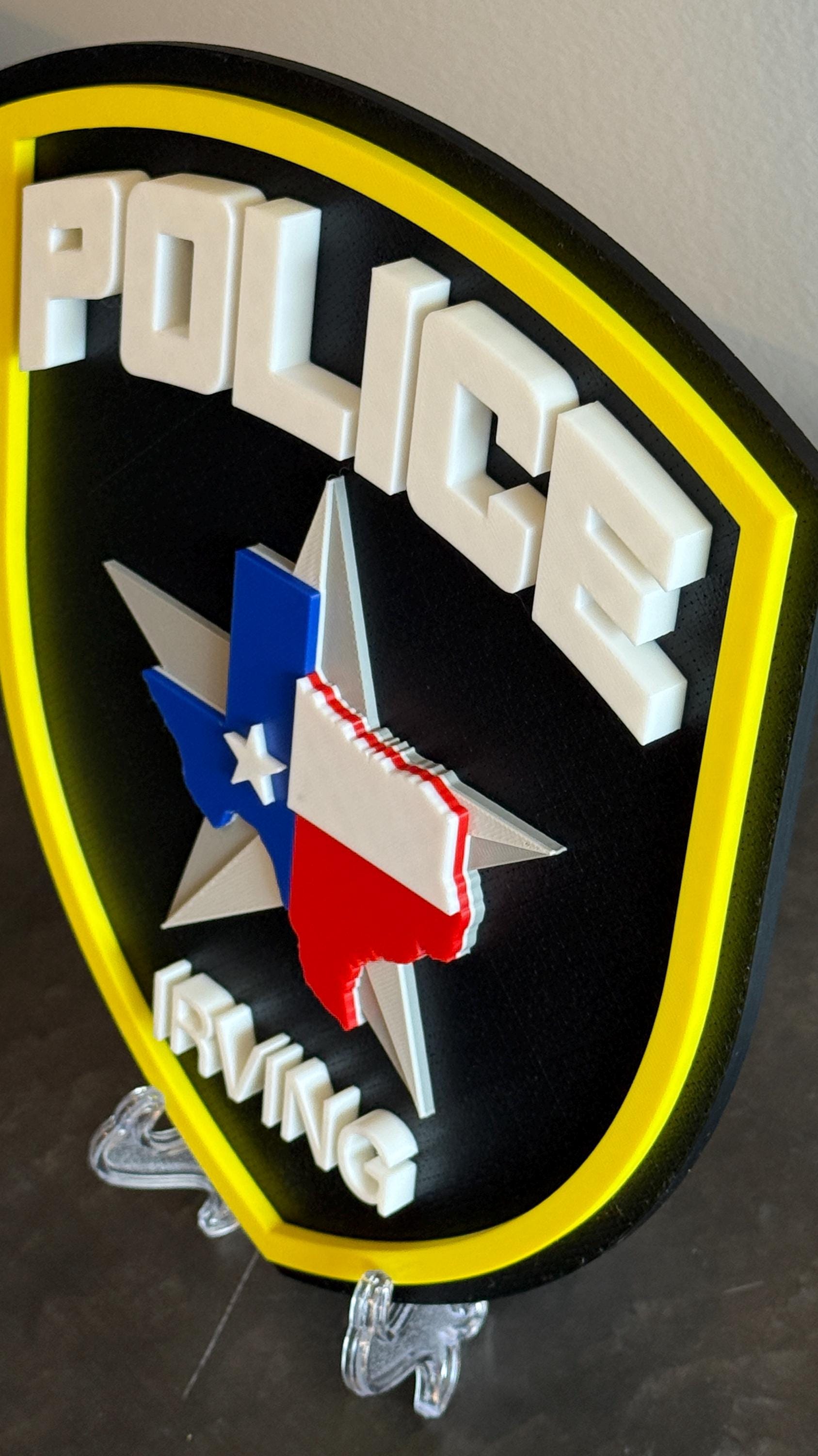 Irving Police Department TX Embossed 3D Plaque: First Responder Wall Art Police Gift Texas