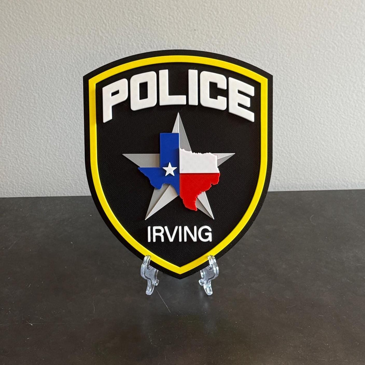 Irving Police Department TX Embossed 3D Display Plaque: First Responder Display Plaque Police Gift Texas