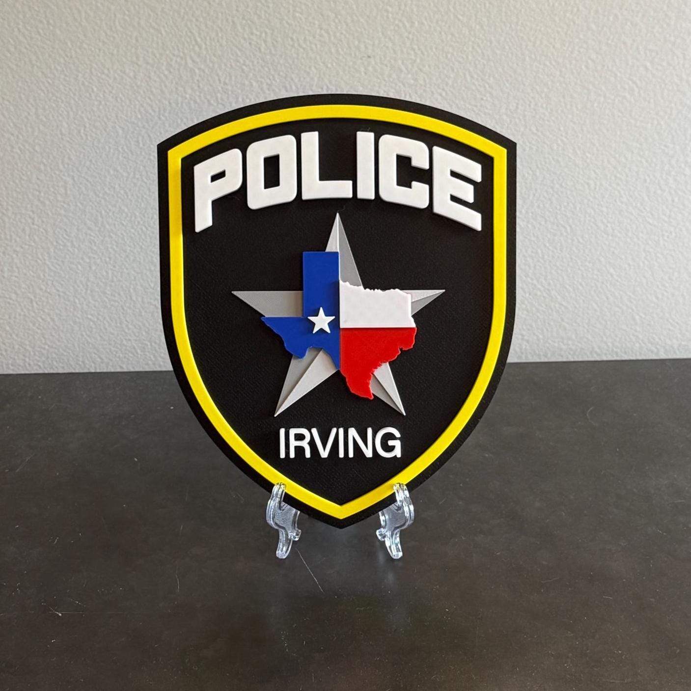 Irving Police Department TX Embossed 3D Plaque: First Responder Wall Art Police Gift Texas