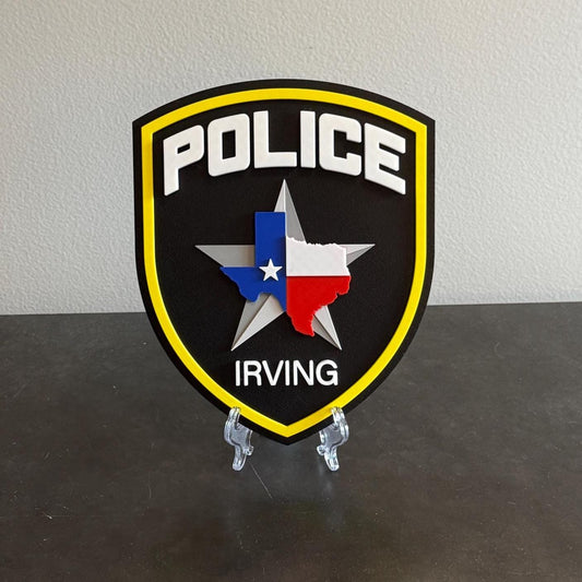 Irving Police Department TX Embossed 3D Plaque: First Responder Wall Art Police Gift Texas