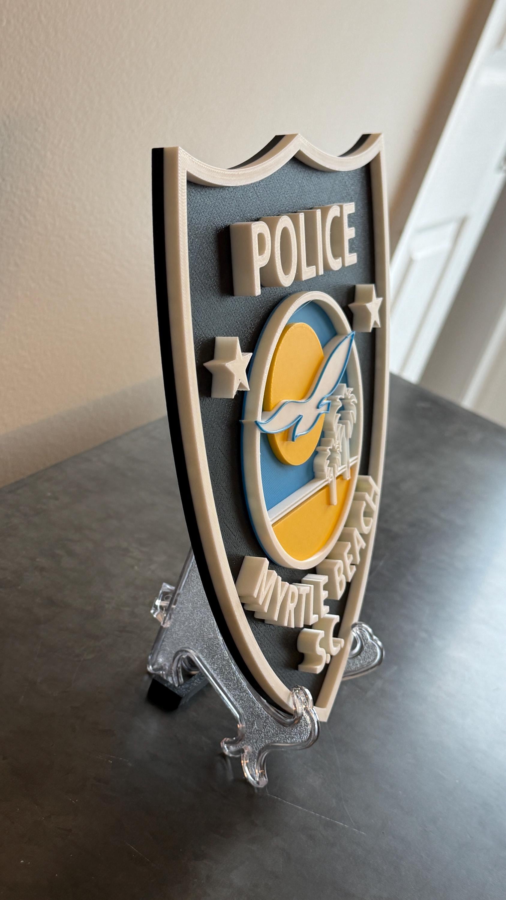 Myrtle Beach Police 3D Embossed Plaque: First Responder Wall Art South Carolina