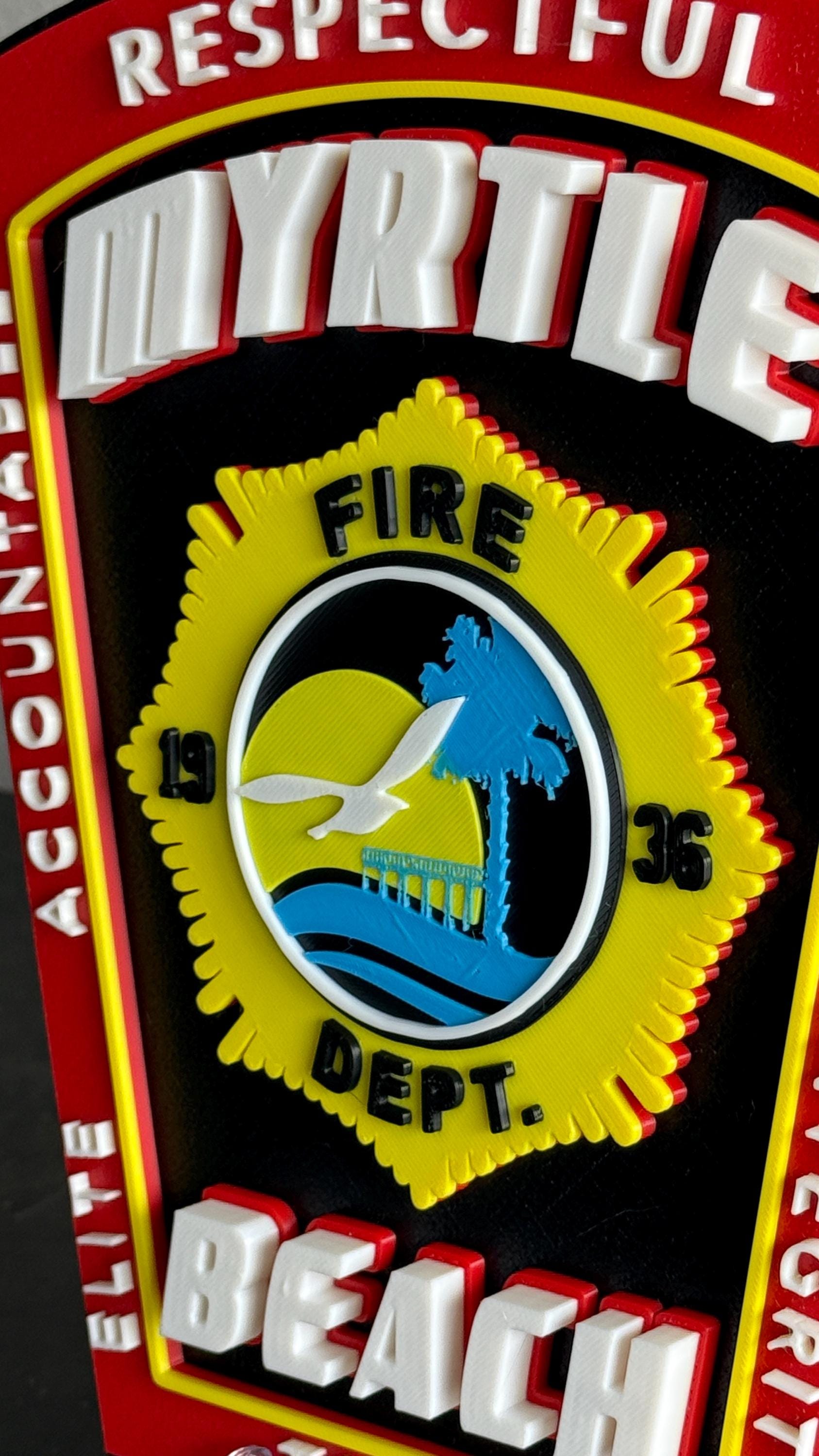 Myrtle Beach Fire Department Plaque | 3D Firefighter Wall Art Tribute South Carolina