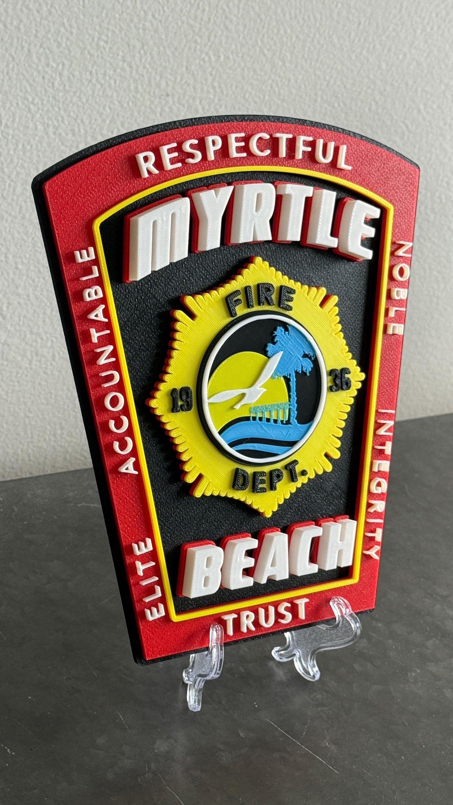 Myrtle Beach Fire Department Plaque | 3D Firefighter Wall Art Tribute South Carolina