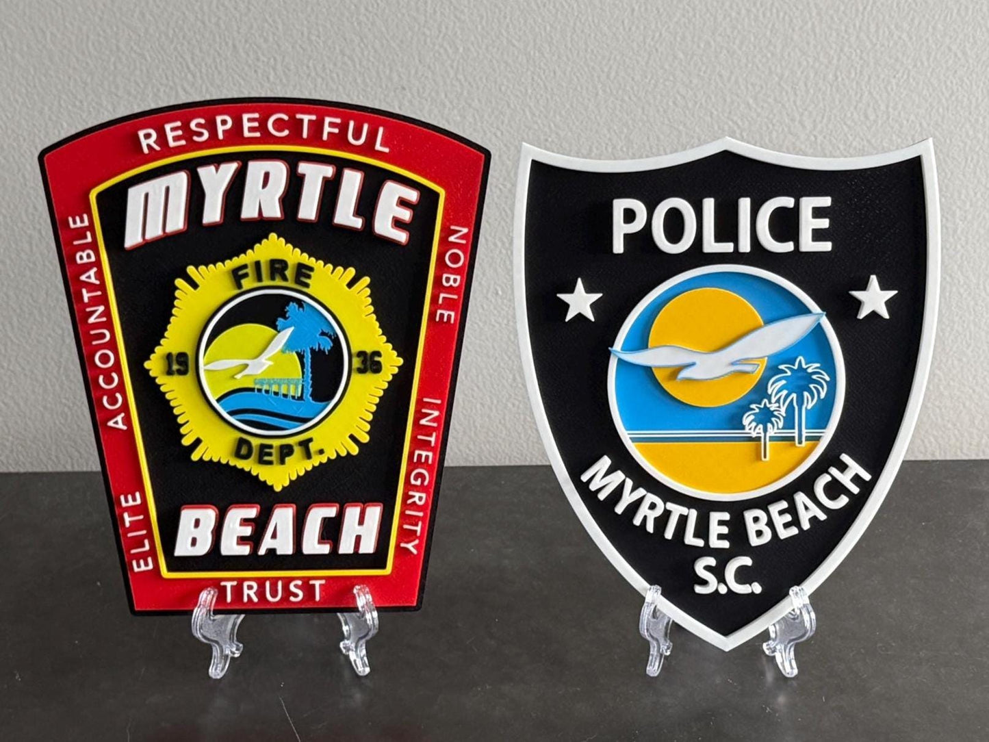 Myrtle Beach Fire Department Plaque | 3D Firefighter Wall Art Tribute South Carolina