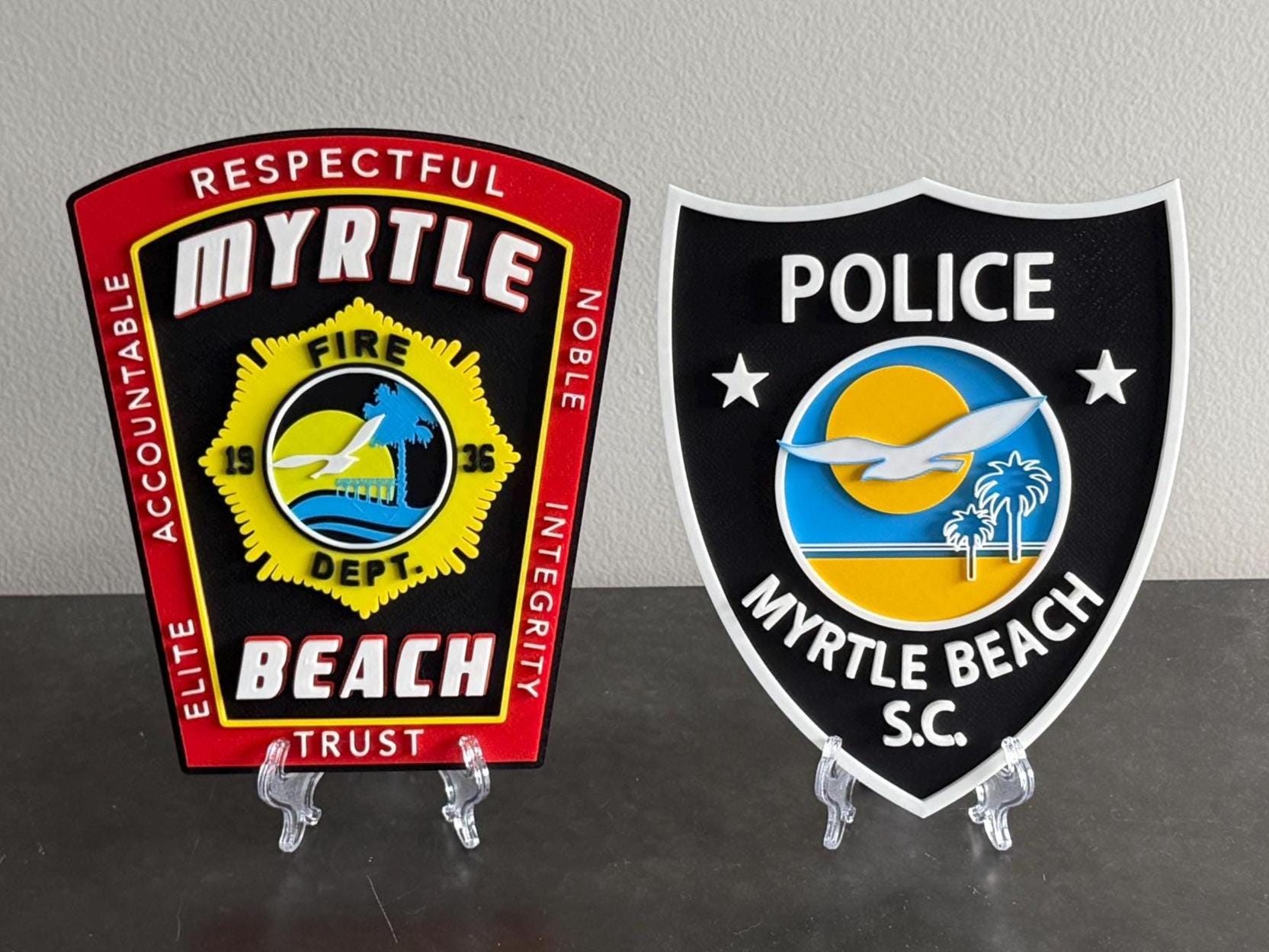 Myrtle Beach Police 3D Embossed Plaque: First Responder Wall Art South Carolina