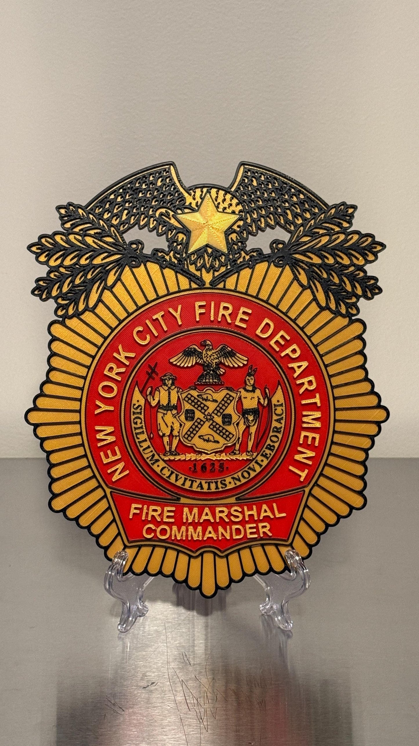 FDNY Fire Marshal Plaque: 3D Embossed Firefighter Wall Art