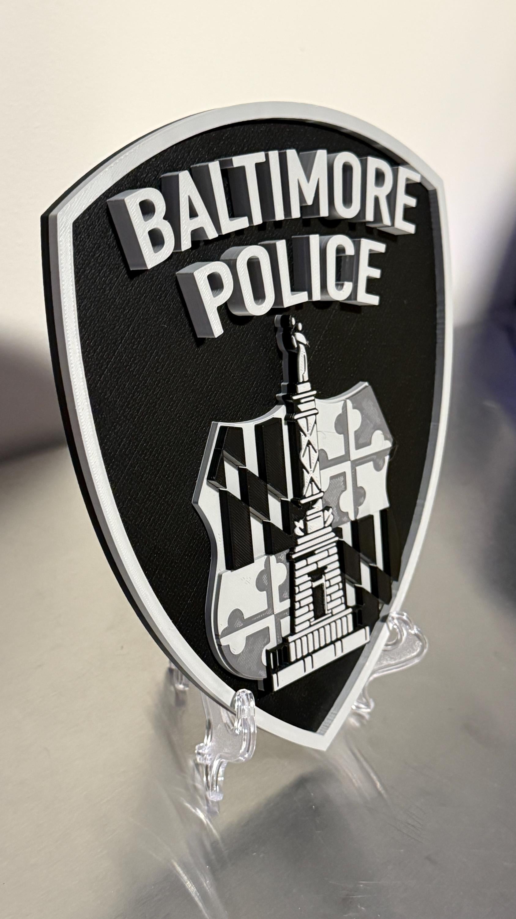 Baltimore Police Plaque: 3D Embossed First Responder Wall Art Maryland