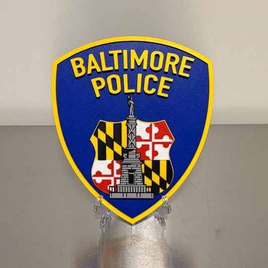 Baltimore Police Plaque: 3D Embossed First Responder Wall Art Maryland