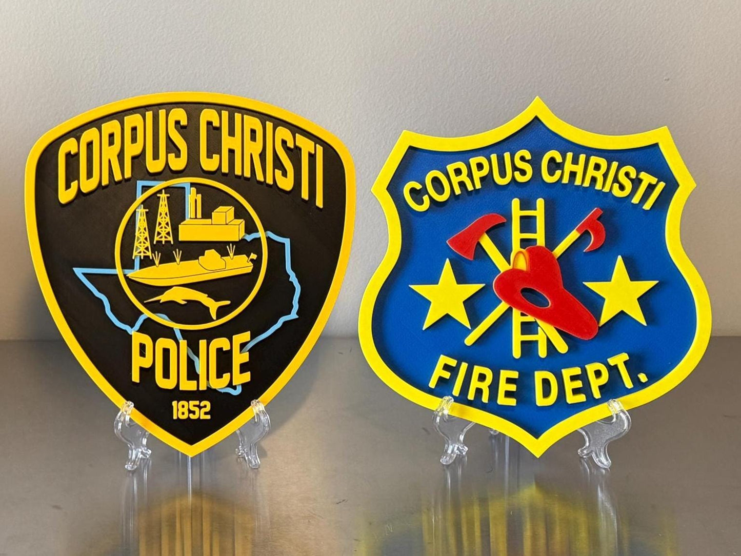 Embossed Corpus Christi Police OLD STYLE Plaque: 3D First Responder Wall Art Texas