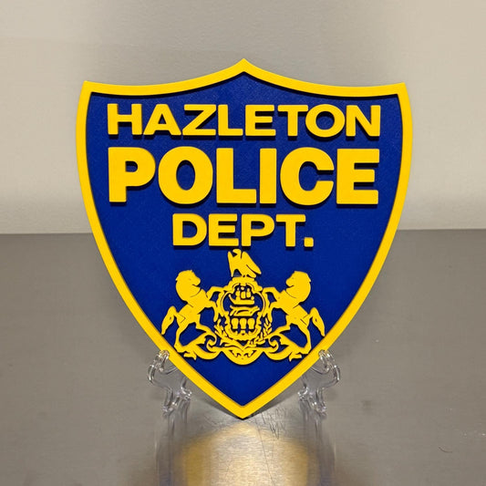 Hazleton Police 3D Embossed Plaque: Pennsylvania First Responder Wall Art