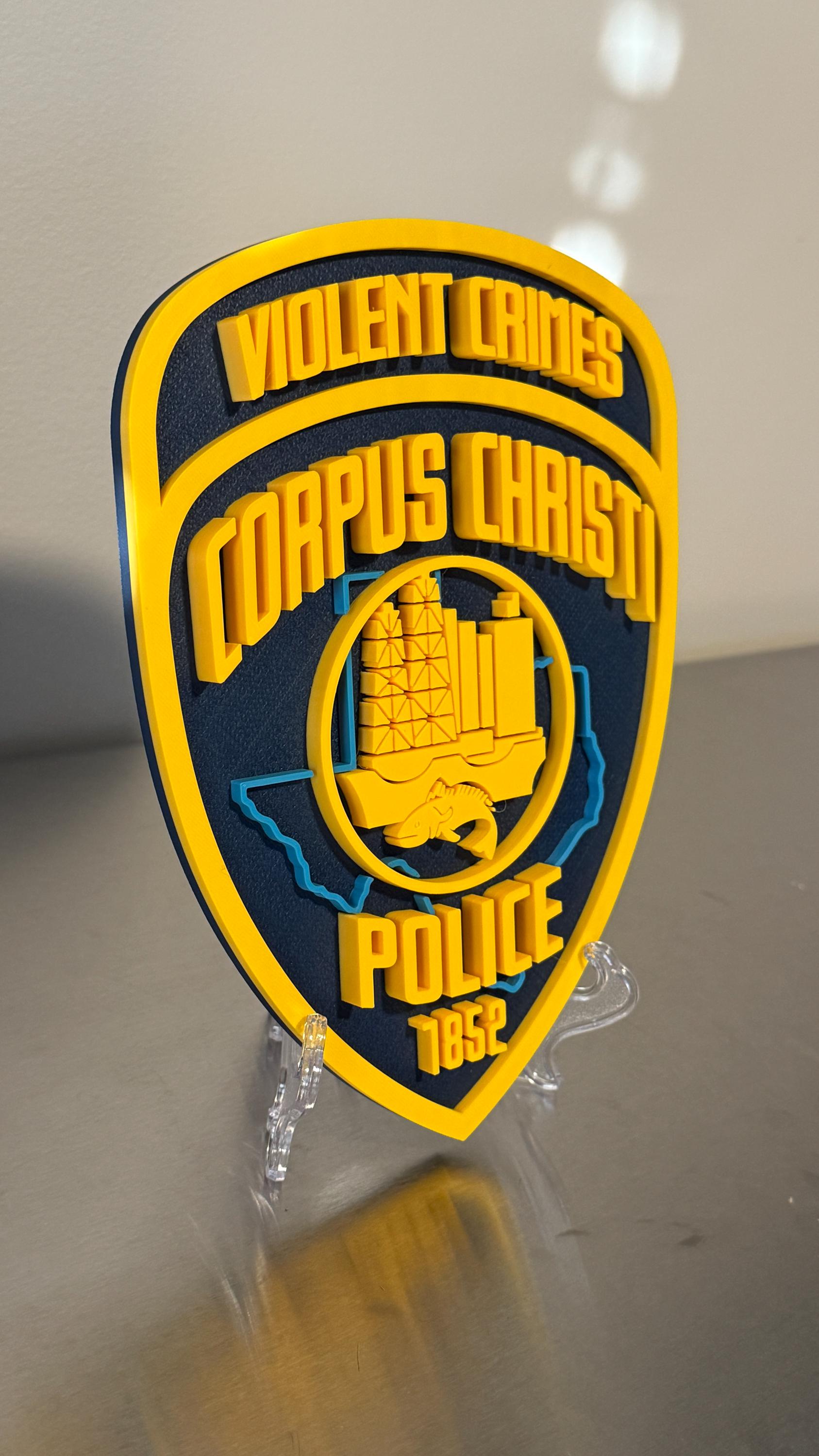 Corpus Christi Police 3D Plaque, First Responder Wall Decor K9 Violent Crimes Texas