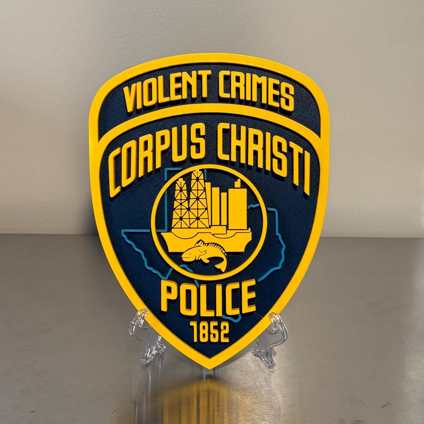 Corpus Christi Police 3D Plaque, First Responder Wall Decor K9 Violent Crimes Texas