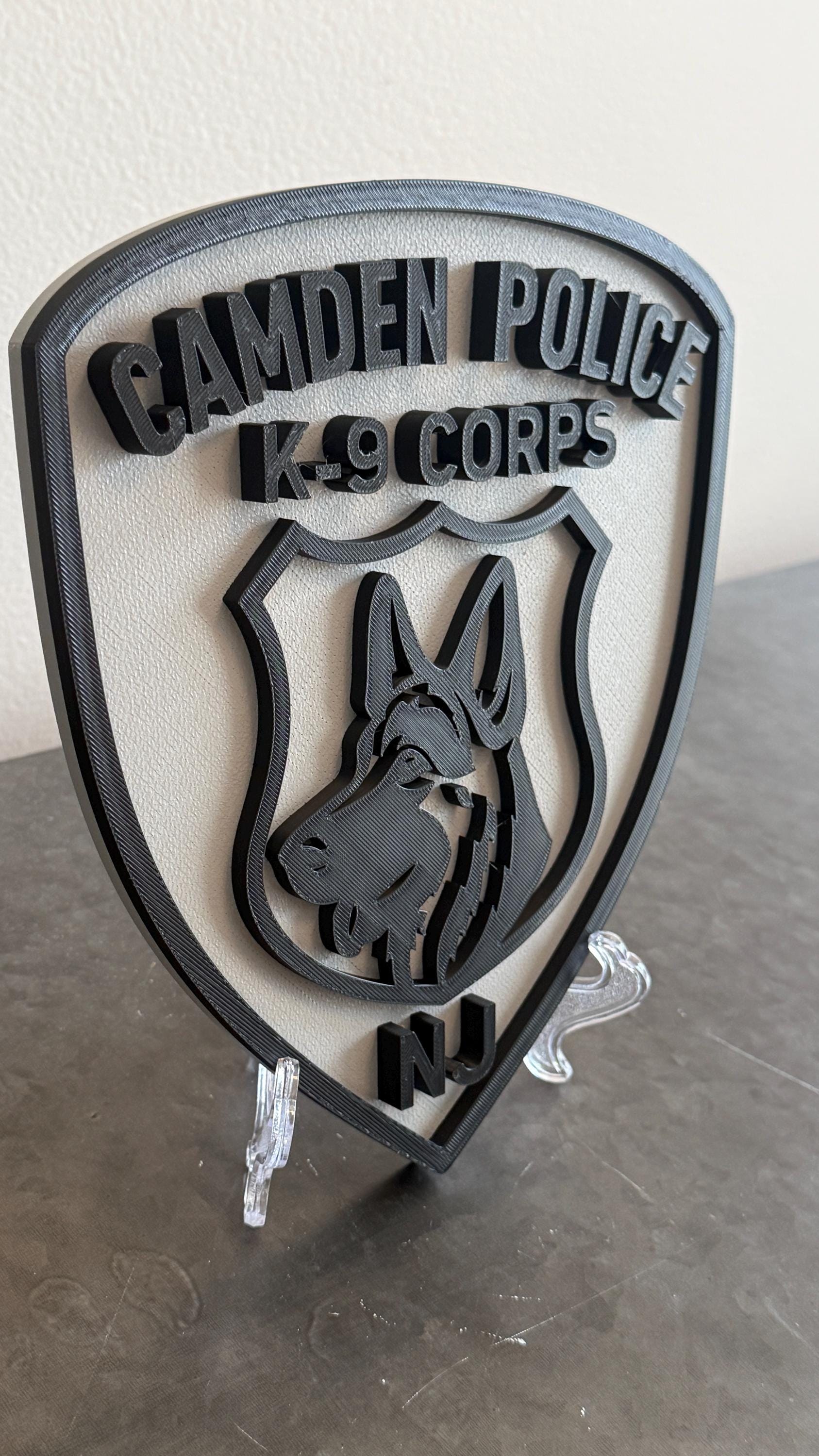Camden NJ K9 Police 3D Embossed Display Plaque - First Responder Wall Art New Jersey