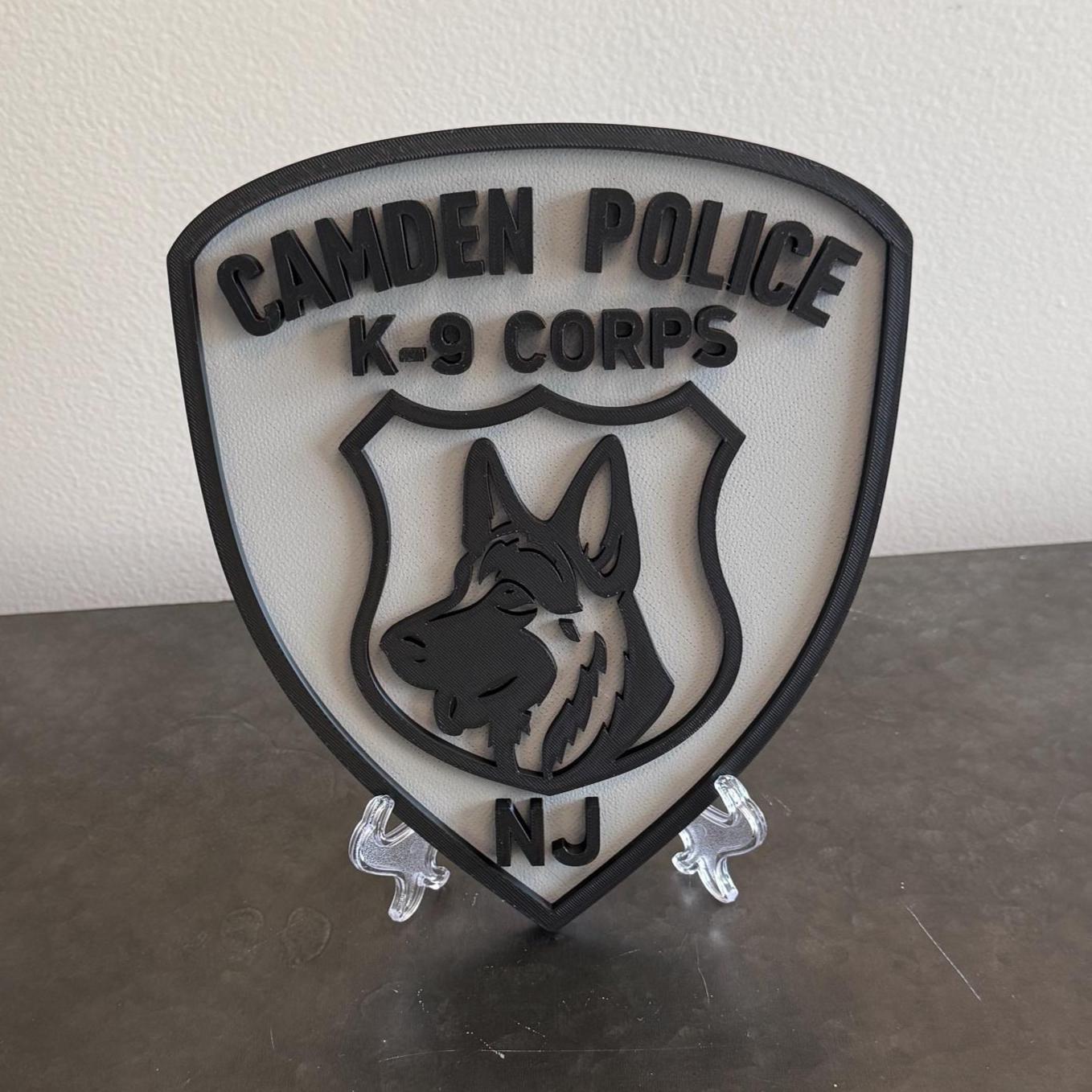 Camden NJ K9 Police 3D Embossed Display Plaque - First Responder Wall Art New Jersey