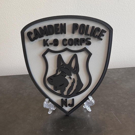 Camden NJ K9 Police 3D Embossed Display Plaque - First Responder Wall Art New Jersey