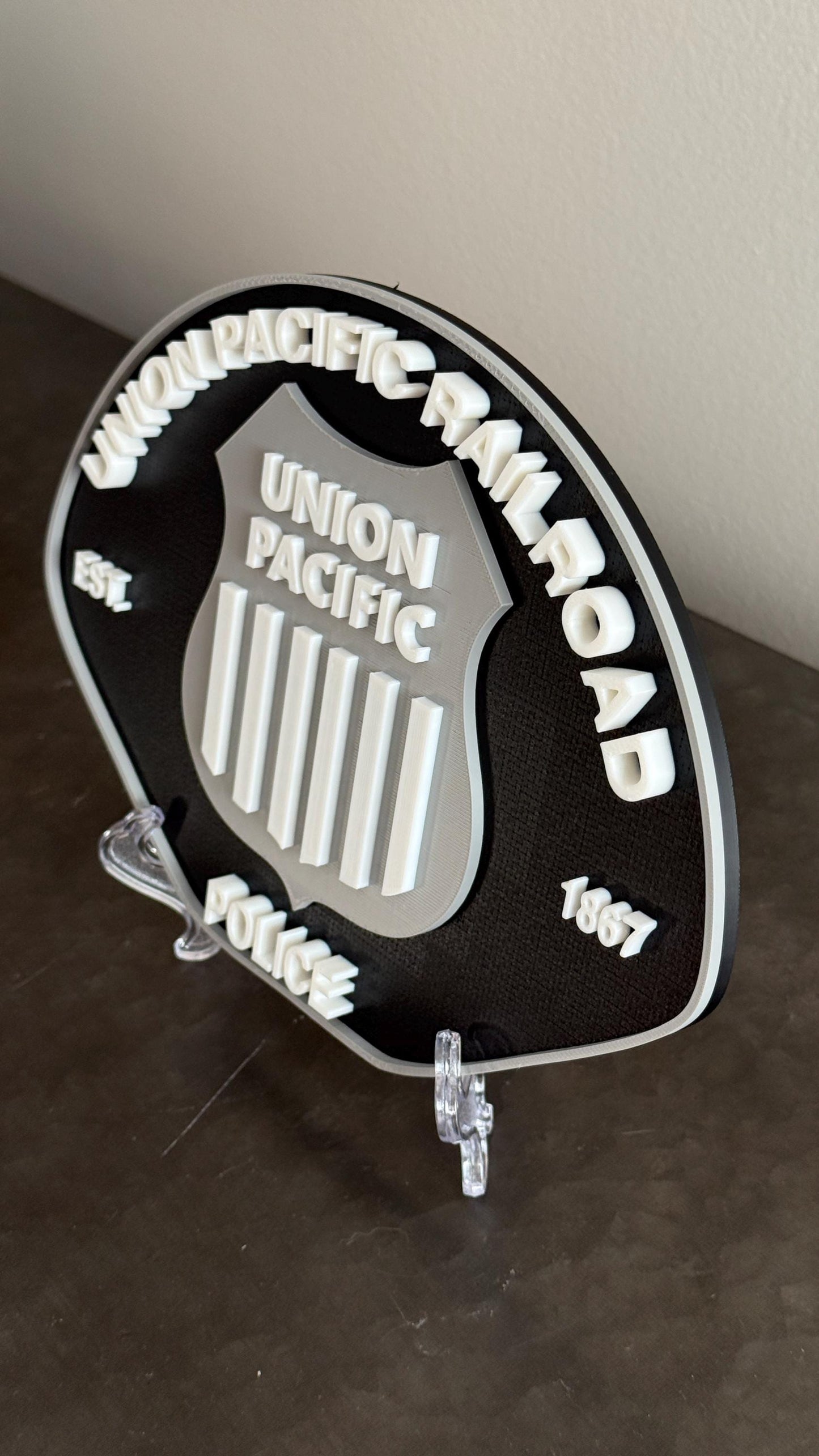 Union Pacific Railroad 3D Plaque 9" Shelf Or Wall Display Train Plaque