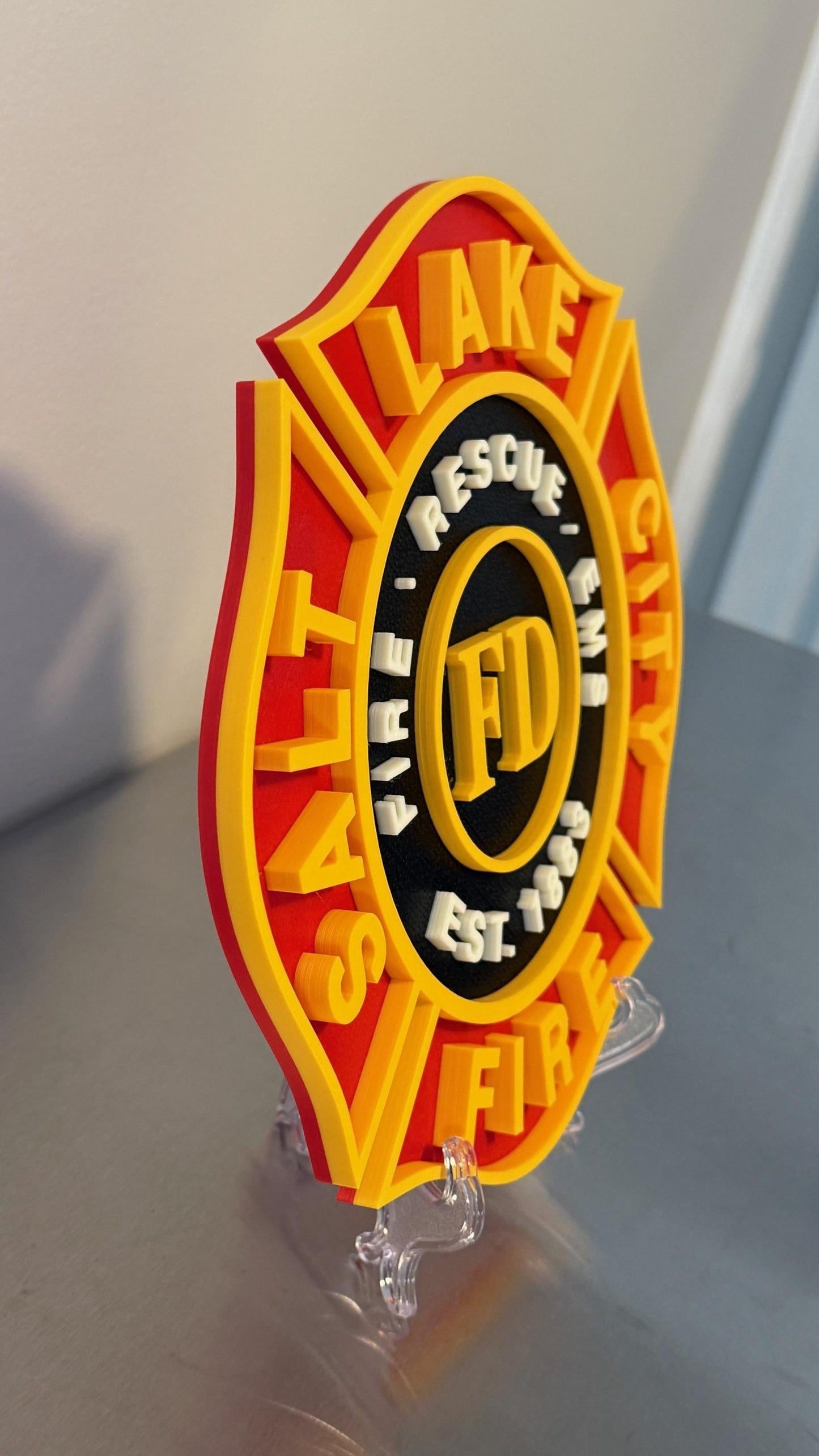 Salt Lake City Fire Department Plaque: 3D Embossed First Responder Wall Art Utah