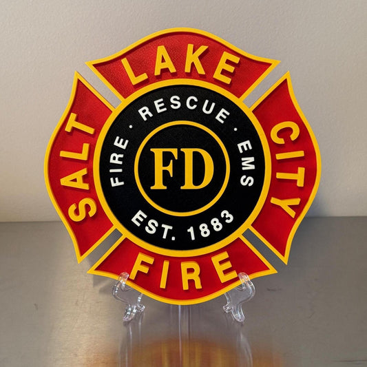 Salt Lake City Fire Department Plaque: 3D Embossed First Responder Wall Art Utah