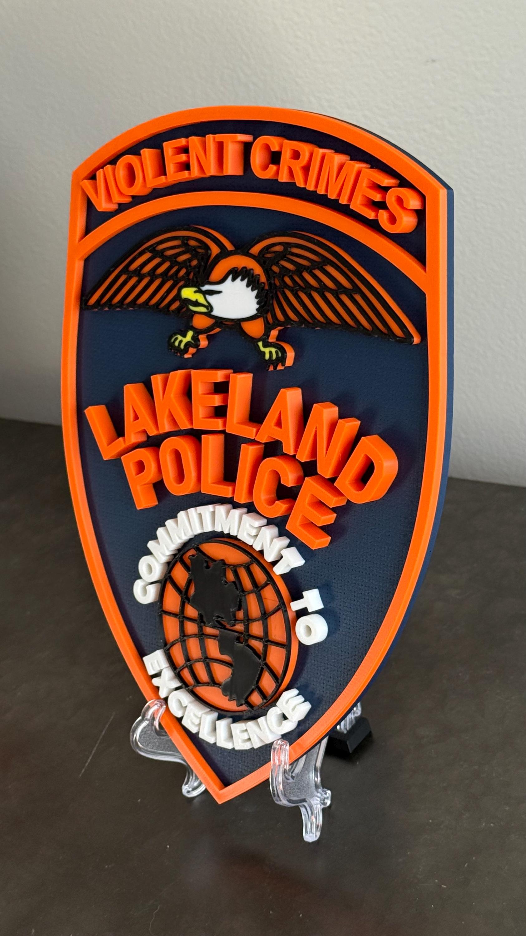 Lakeland Police Department 3D Display Plaque, First Responder Display Plaque Florida