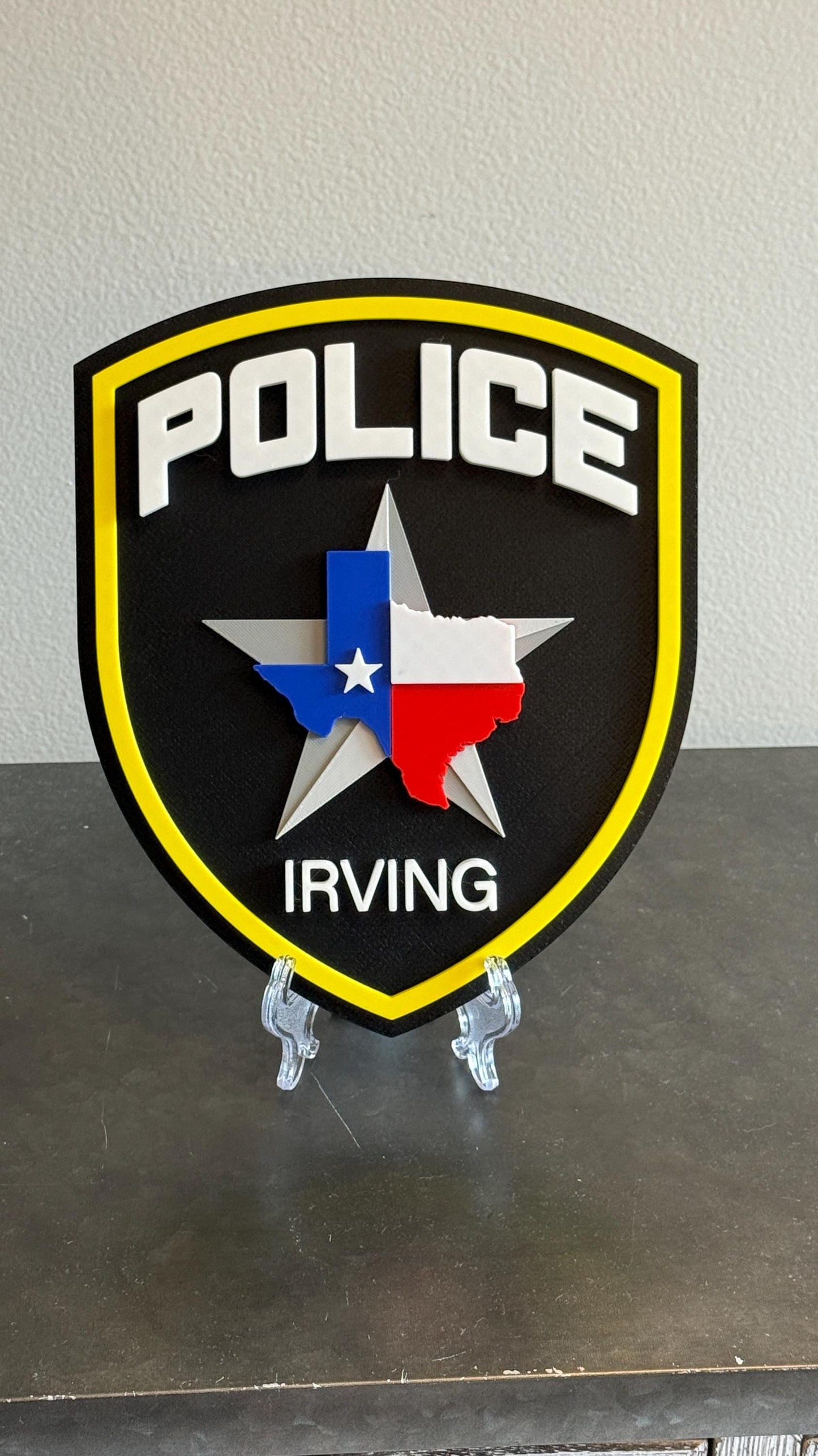 Irving Police Department TX Embossed 3D Plaque: First Responder Wall Art Police Gift Texas
