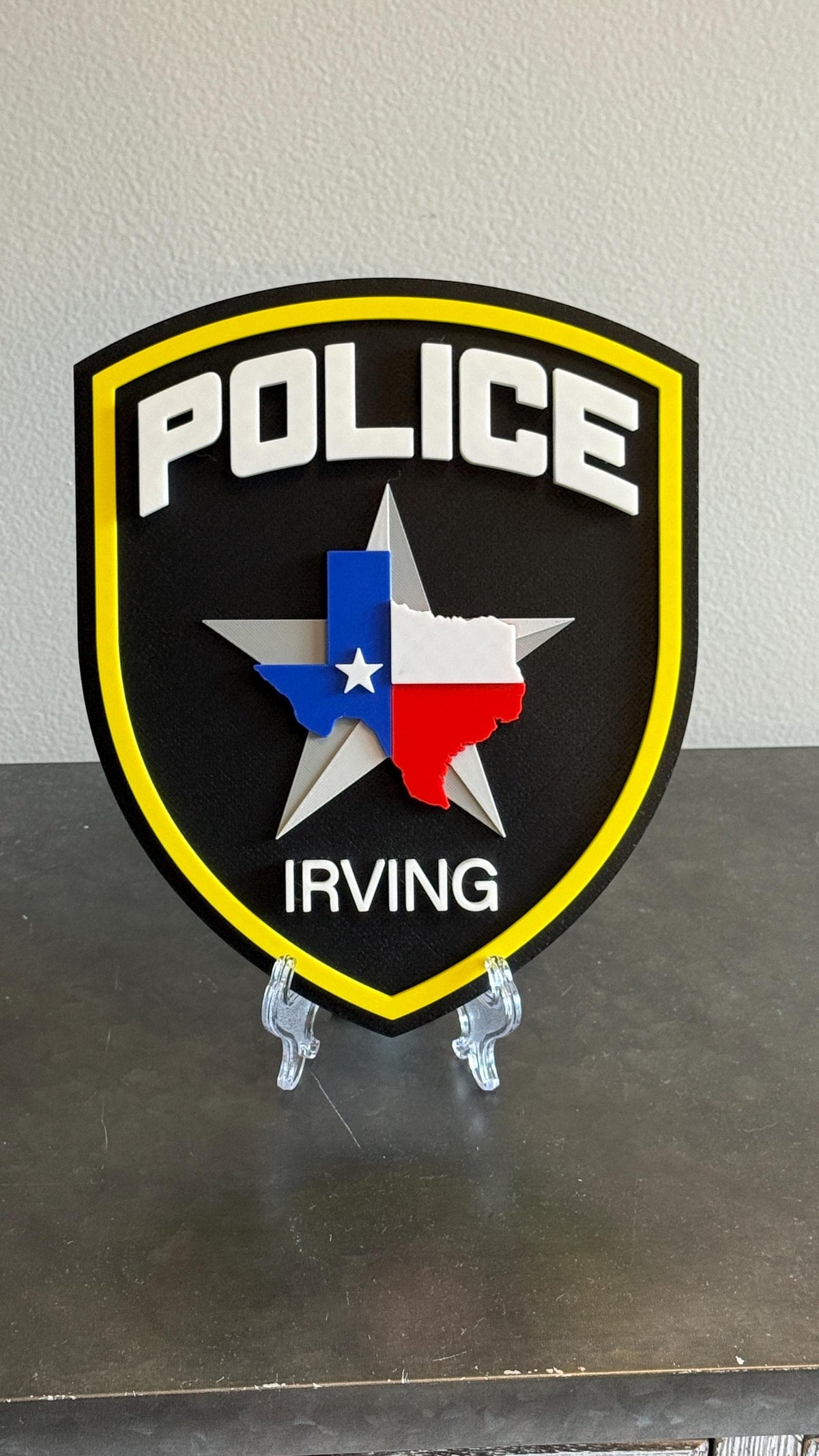 Irving Police Department TX Embossed 3D Display Plaque: First Responder Display Plaque Police Gift Texas
