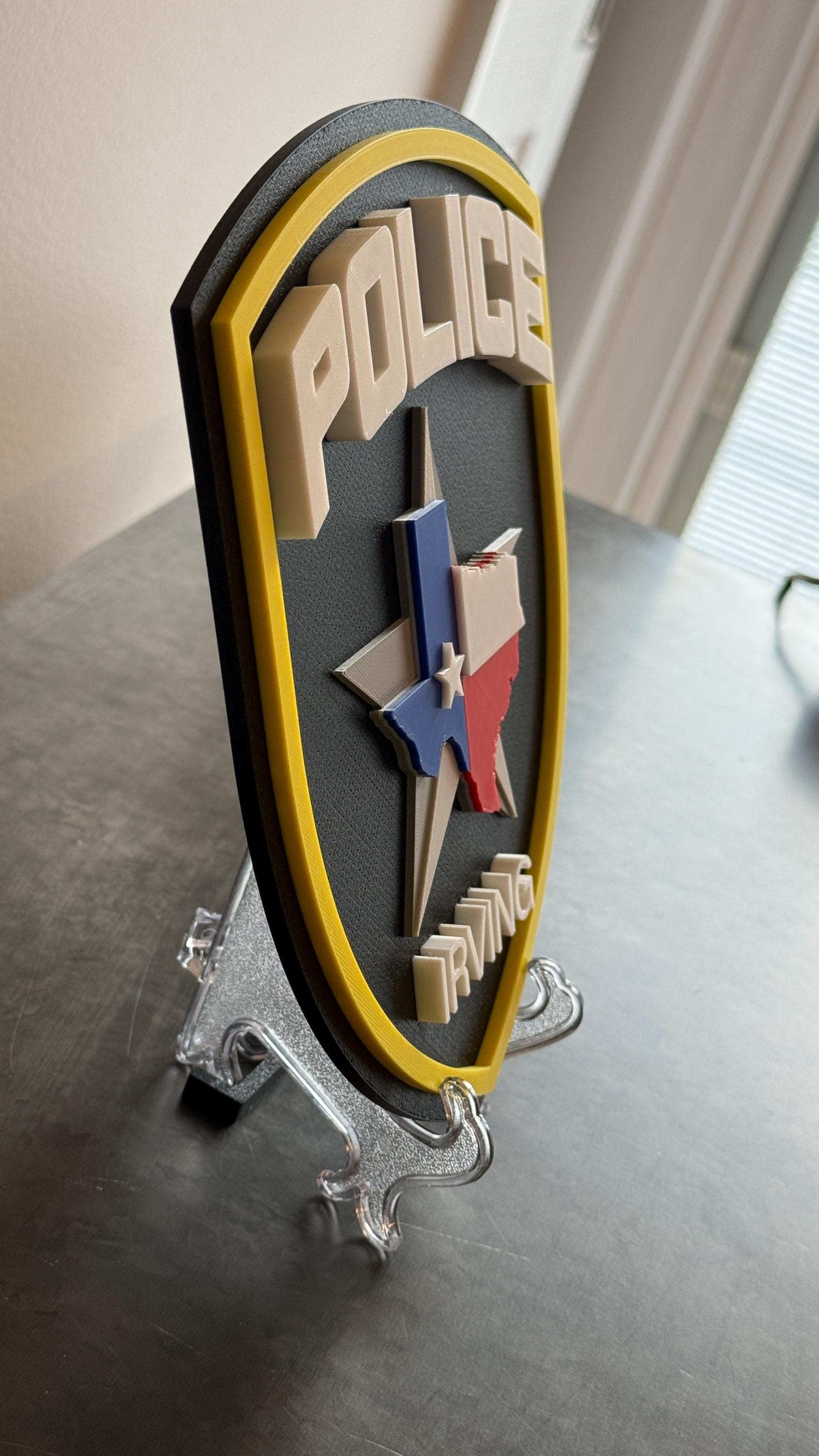 Irving Police Department TX Embossed 3D Plaque: First Responder Wall Art Police Gift Texas