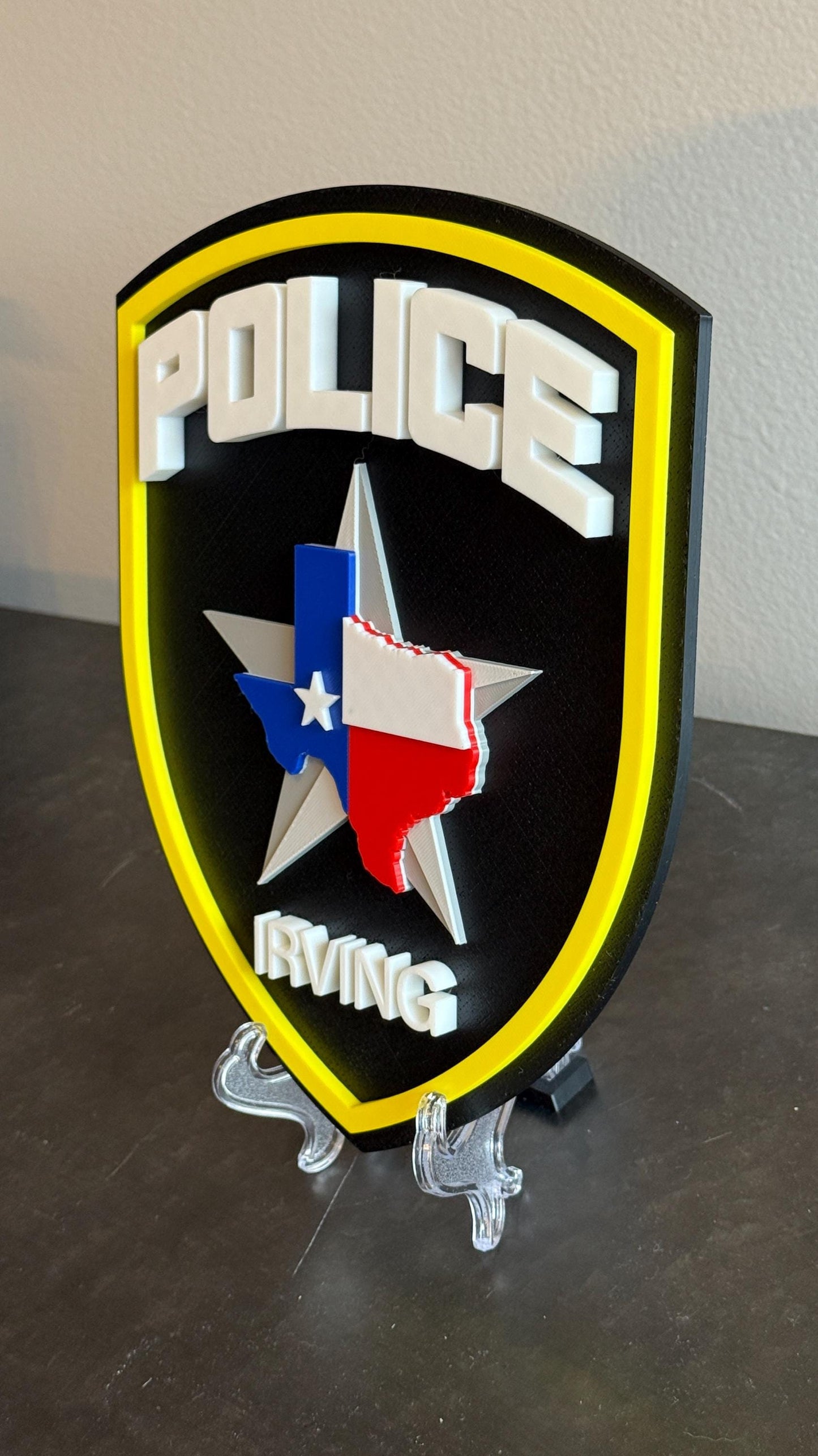 Irving Police Department TX Embossed 3D Plaque: First Responder Wall Art Police Gift Texas