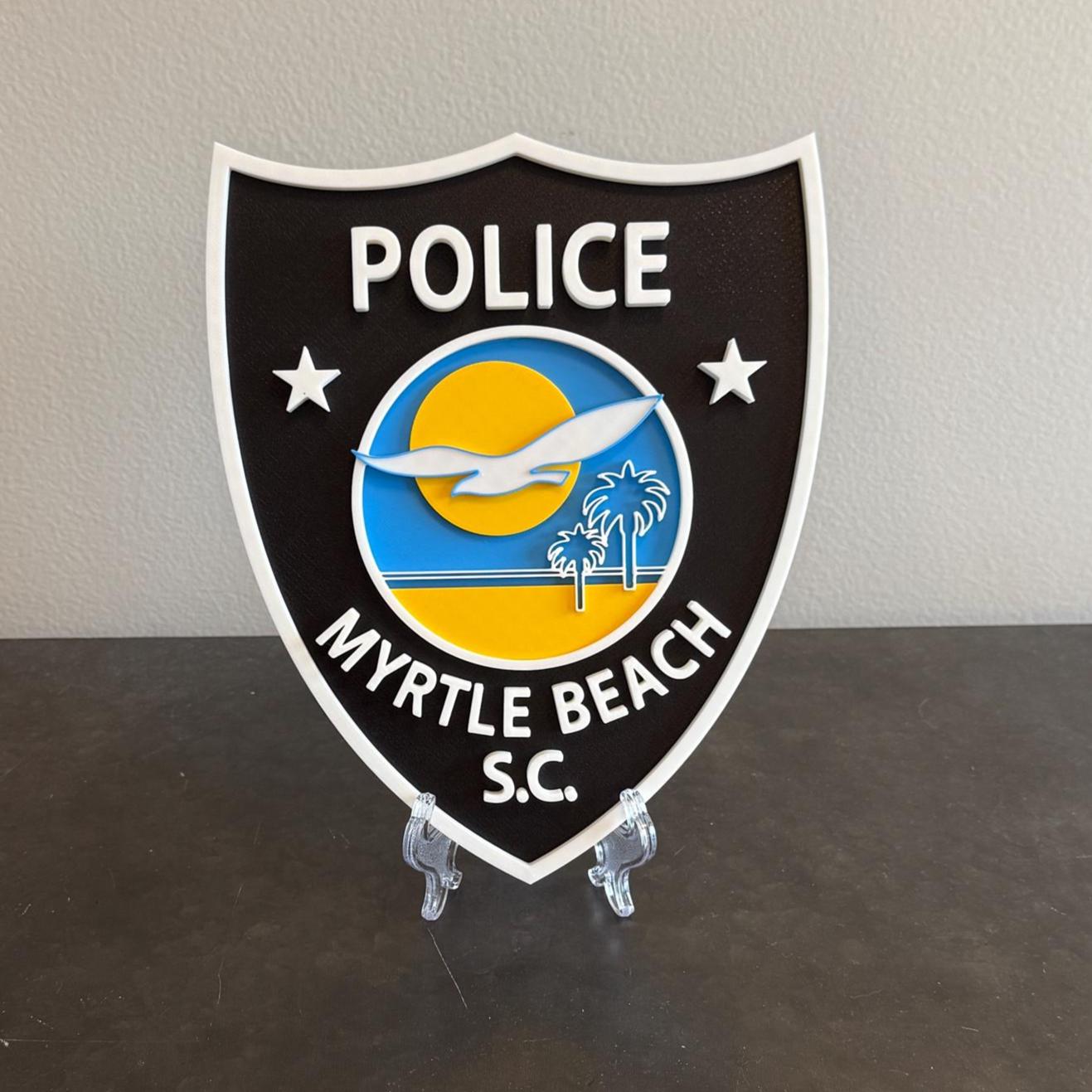 Myrtle Beach Police 3D Embossed Plaque: First Responder Wall Art South Carolina