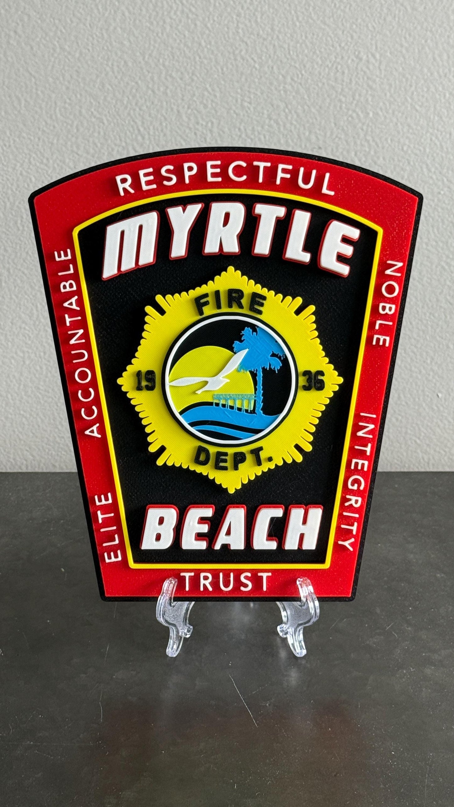 Myrtle Beach Fire Department Plaque | 3D Firefighter Wall Art Tribute South Carolina