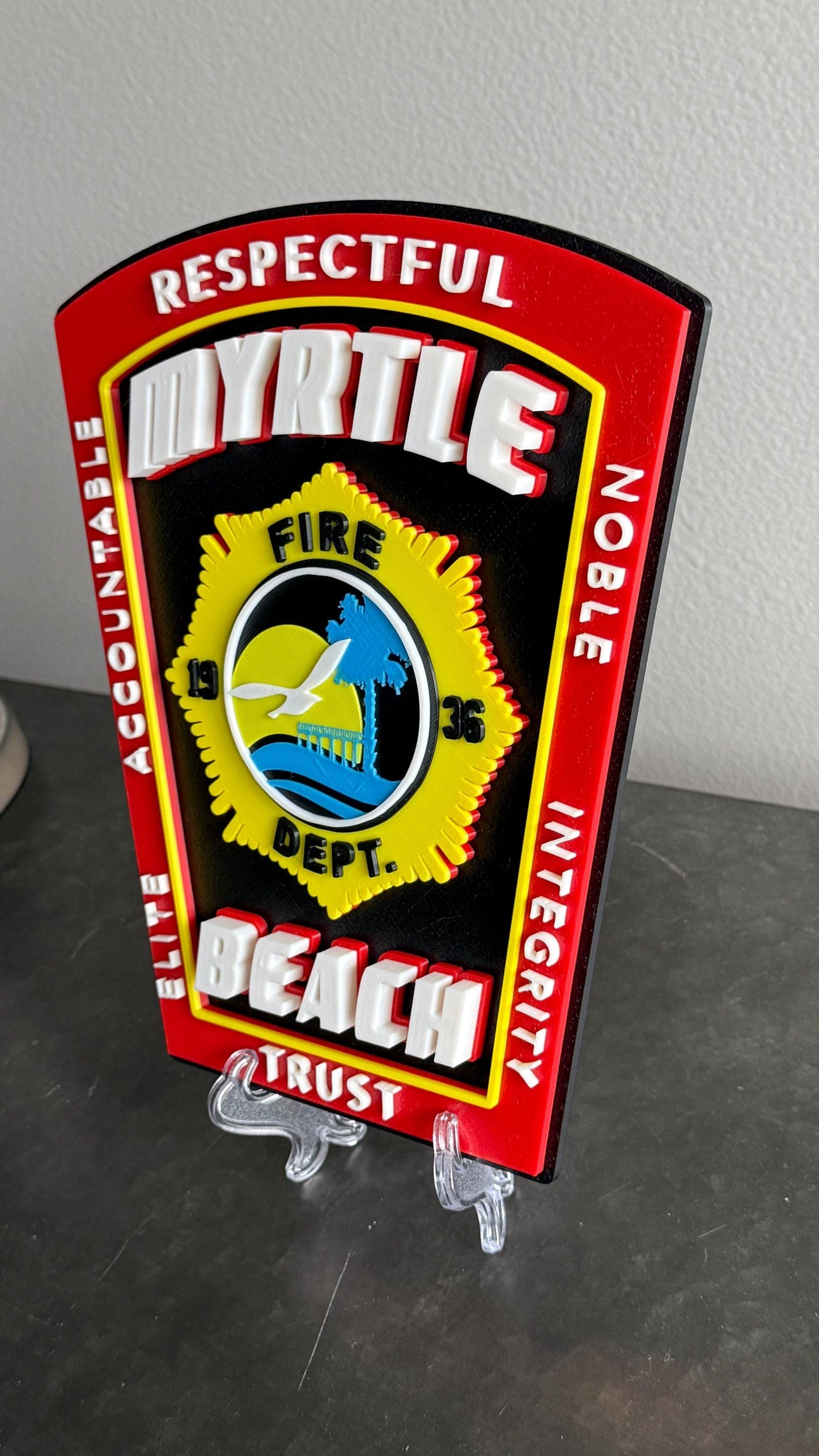 Myrtle Beach Fire Department Plaque | 3D Firefighter Wall Art Tribute South Carolina