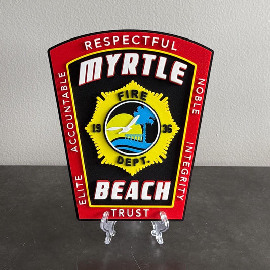 Myrtle Beach Fire Department Plaque | 3D Firefighter Wall Art Tribute South Carolina