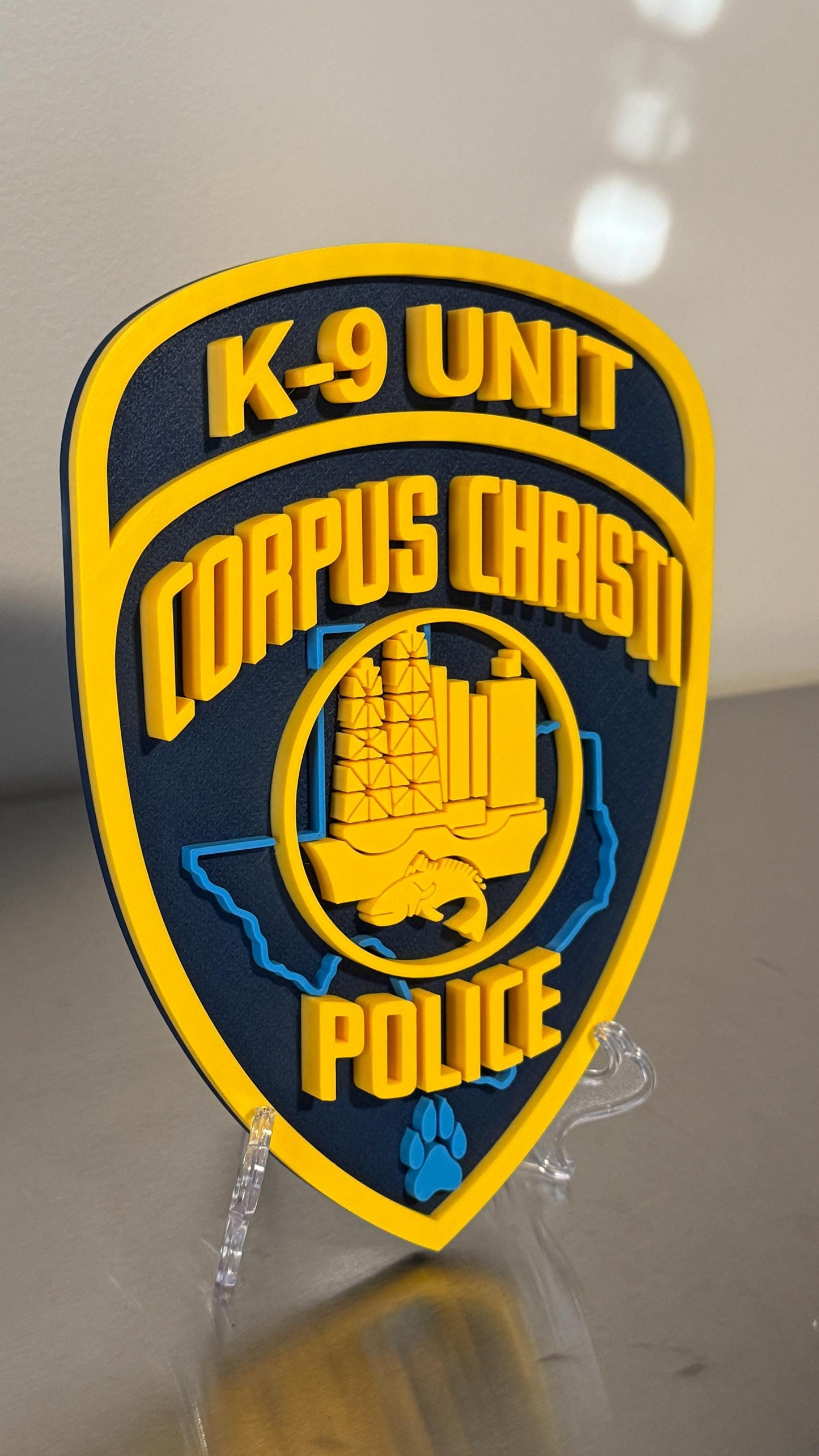 Corpus Christi Police 3D Plaque, First Responder Wall Decor K9 Violent Crimes Texas