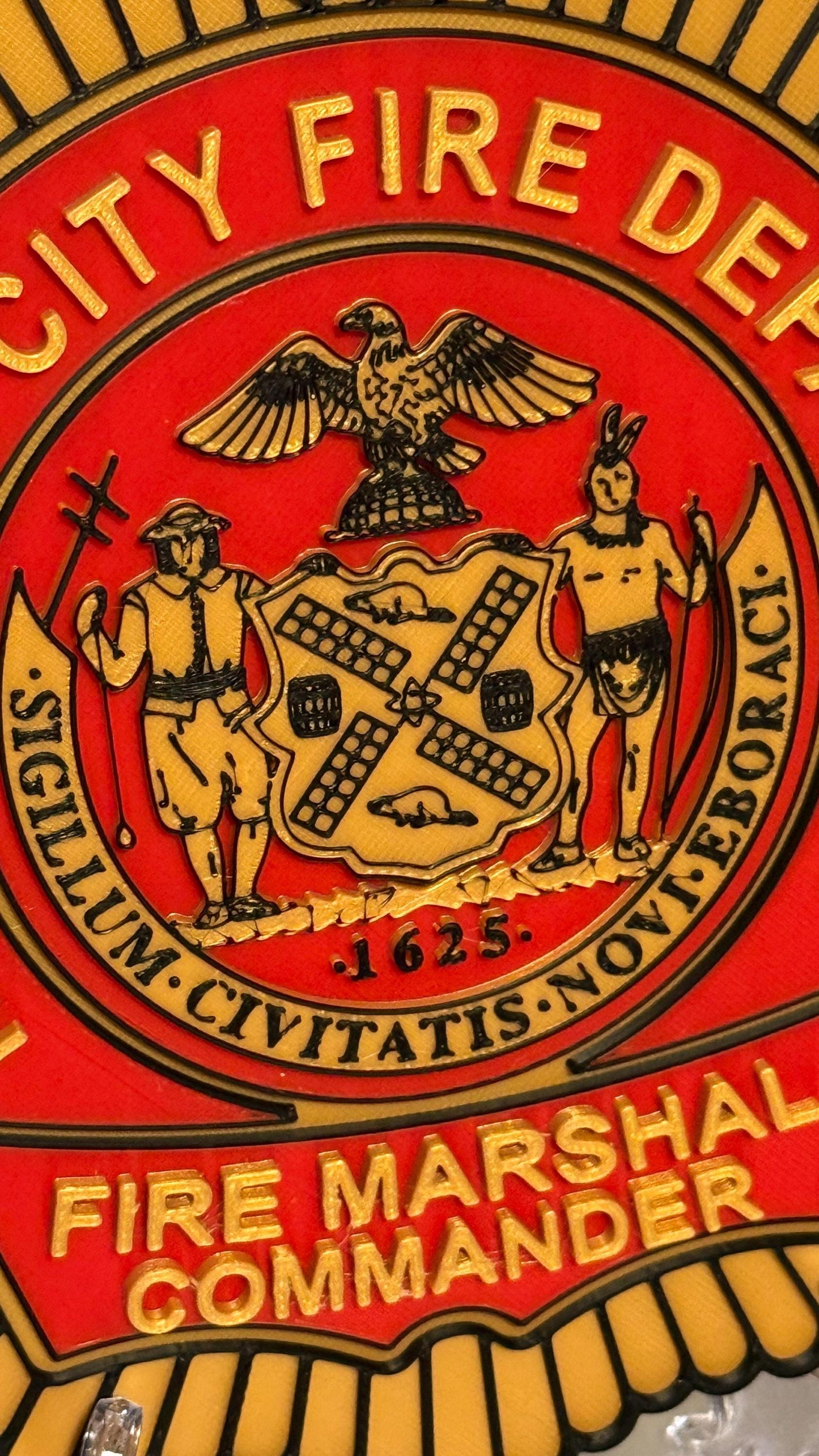 FDNY Fire Marshal Plaque: 3D Embossed Firefighter Wall Art