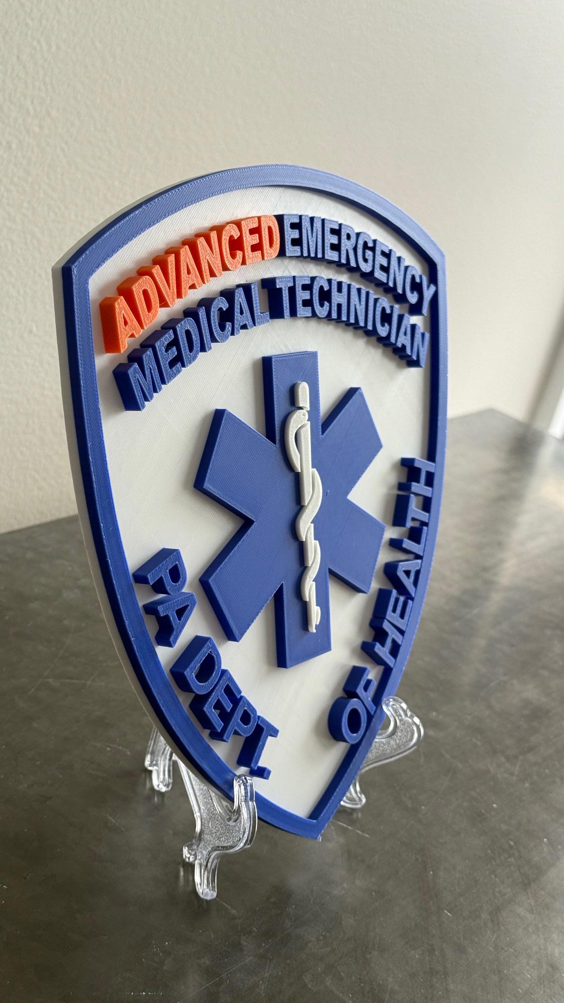 Pennsylvania AEMT Plaque Advanced EMT - First Responder Wall Art 3D Embossed EMS Gift