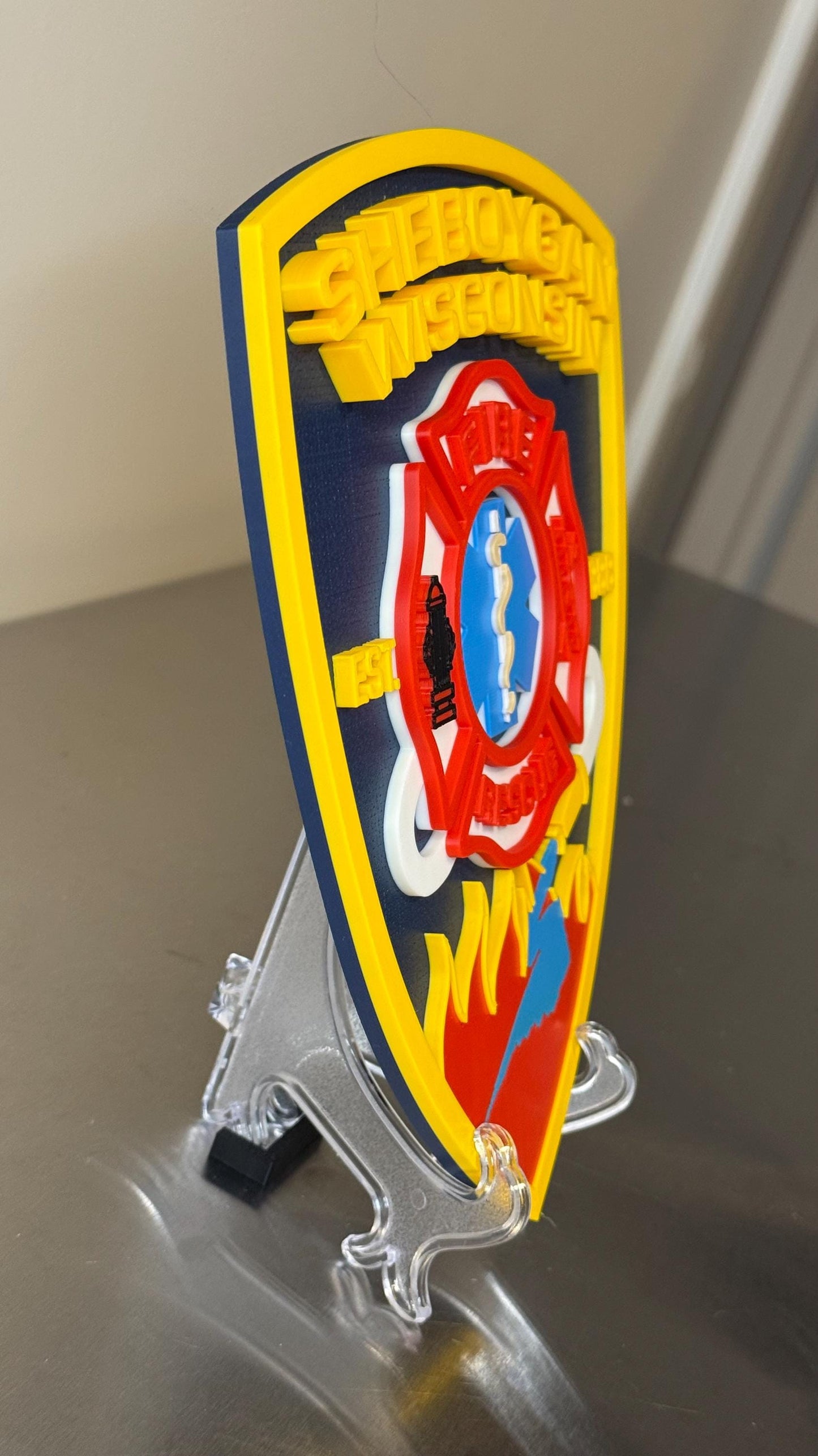 Sheboygan Fire Rescue 3D Plaque - First Responder Wall Art Wisconsin