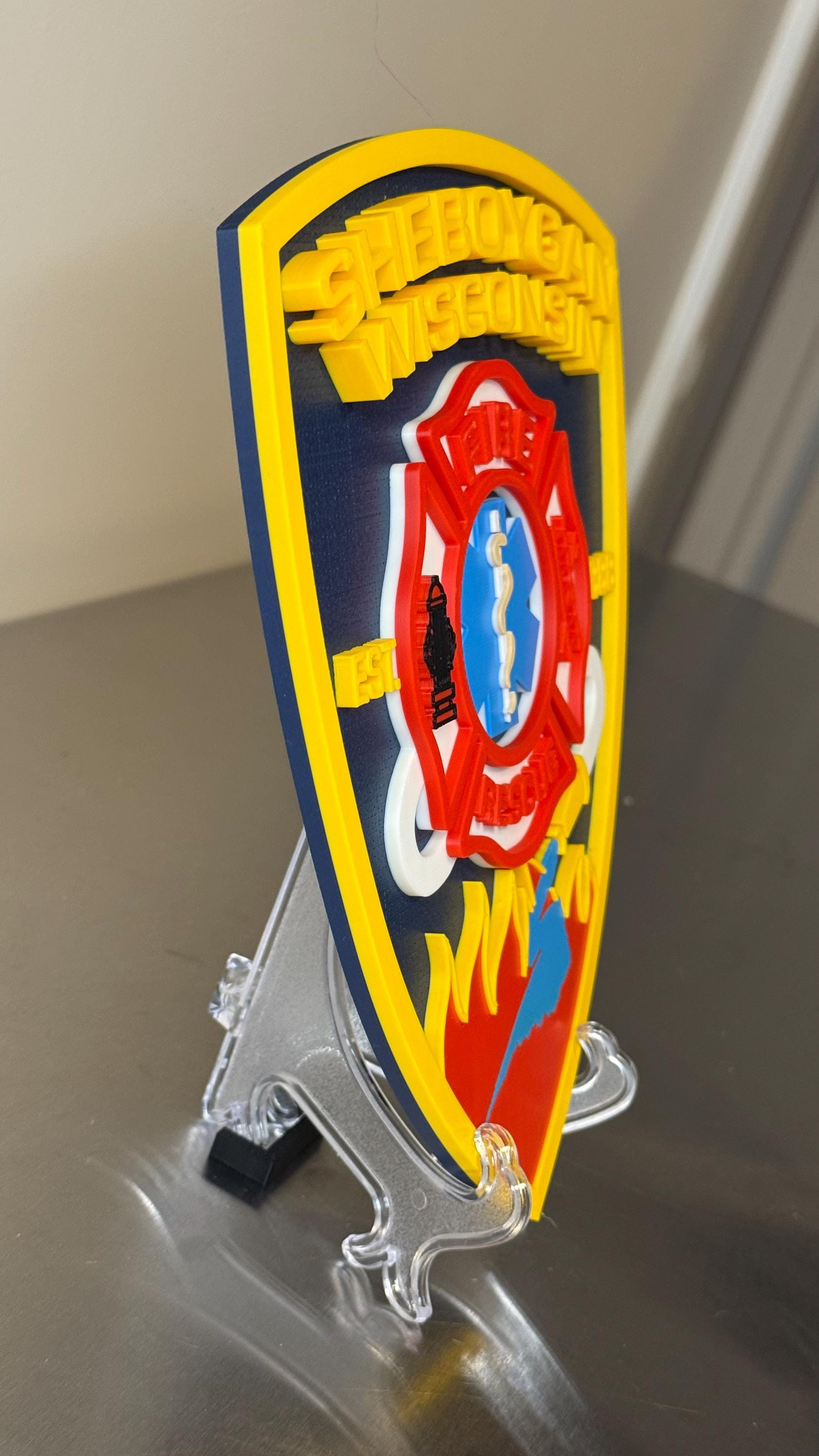 Sheboygan Fire Rescue 3D Plaque - First Responder Wall Art Wisconsin