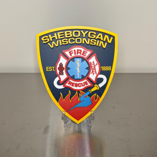 Sheboygan Fire Rescue 3D Plaque - First Responder Wall Art Wisconsin