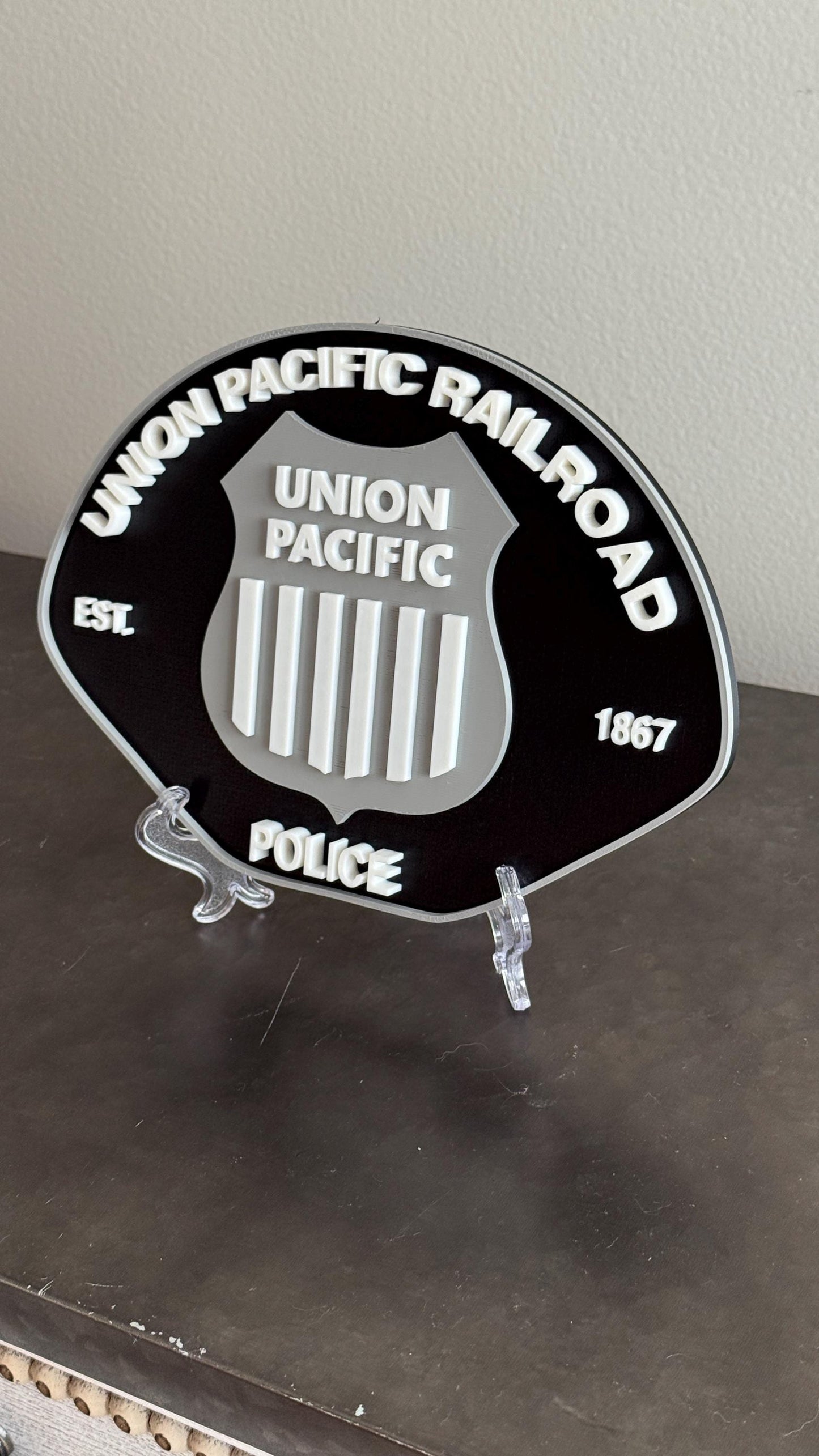 Union Pacific Railroad 3D Plaque 9" Shelf Or Wall Display Train Plaque