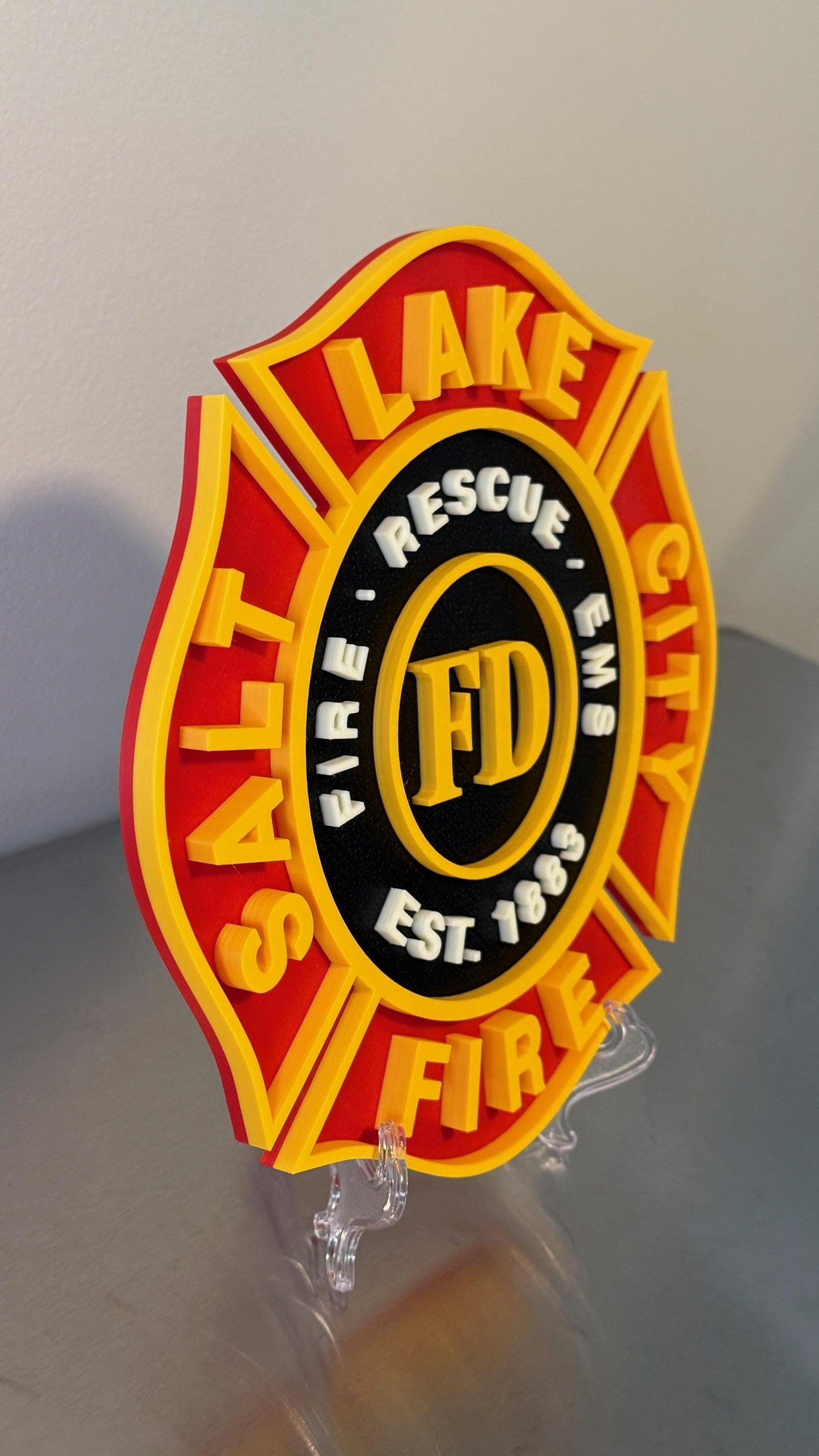 Salt Lake City Fire Department Plaque: 3D Embossed First Responder Wall Art Utah