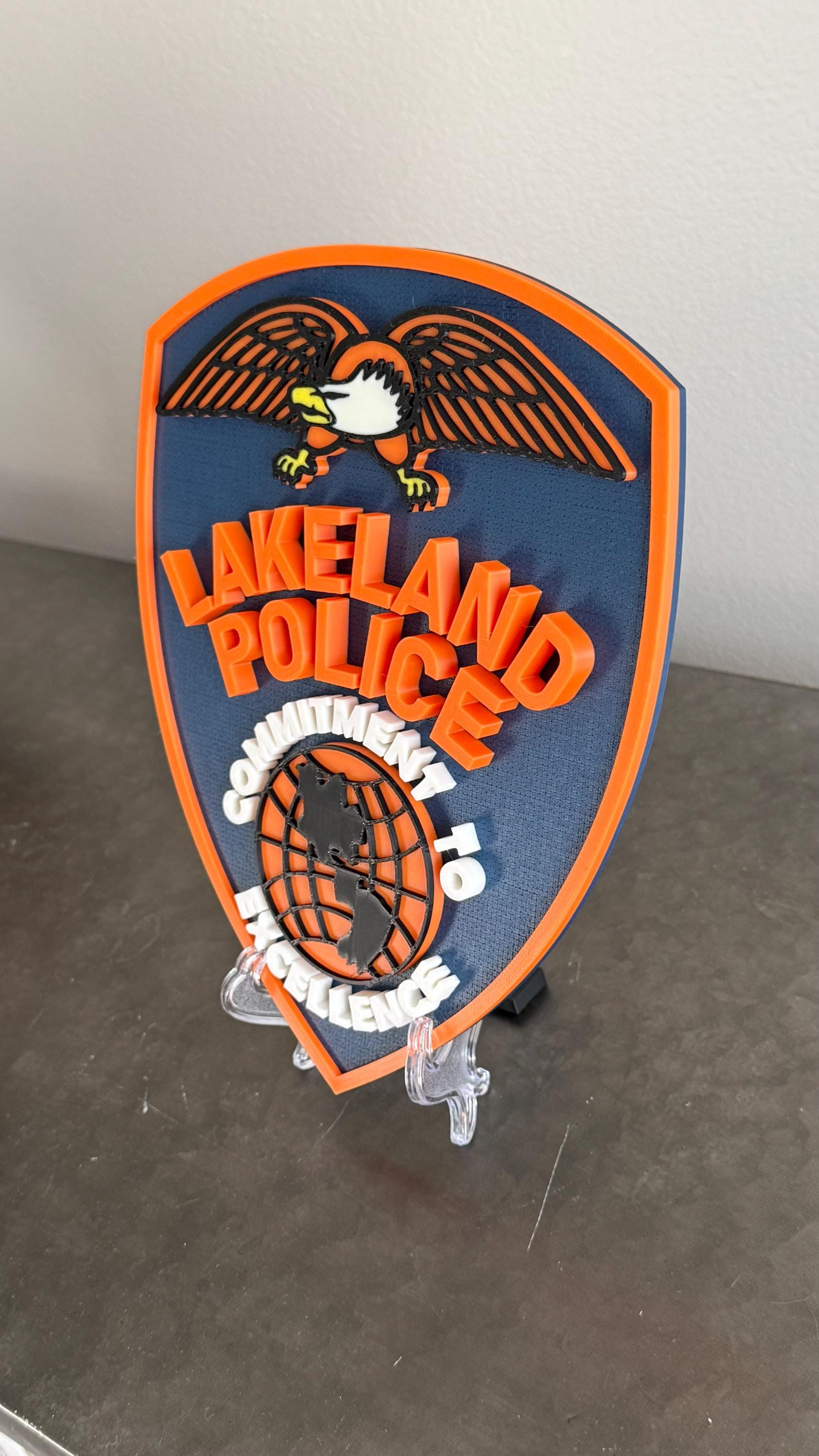 Lakeland Police Department Plaque: 3D Embossed First Responder Art Florida