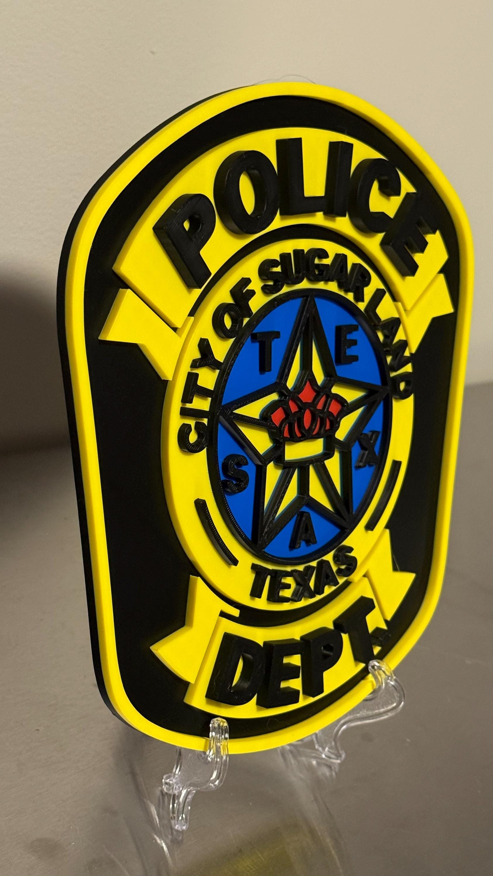 City of Sugar Land Police Plaque, First Responder Wall Art Texas