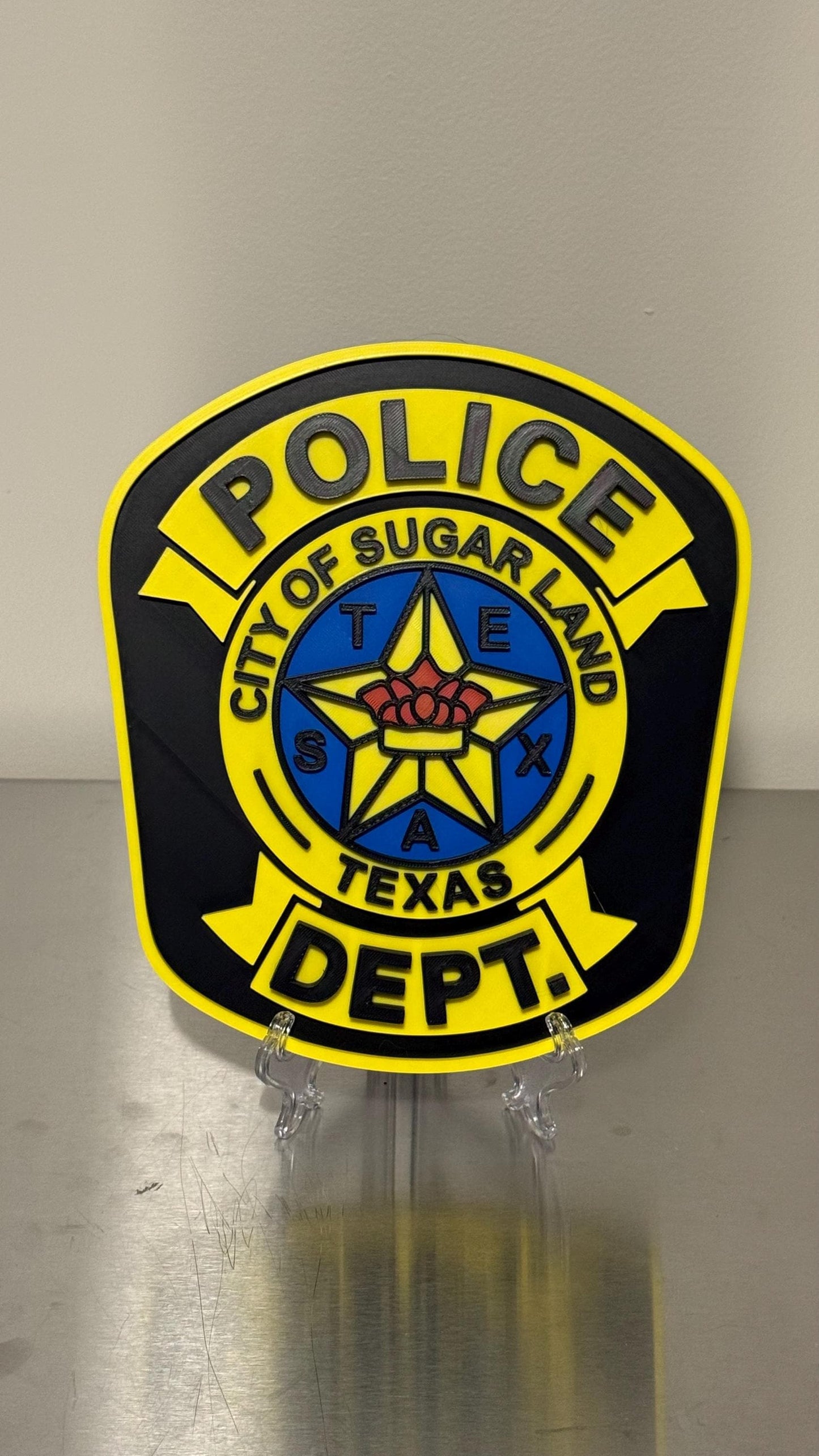 City of Sugar Land Police Plaque, First Responder Wall Art Texas