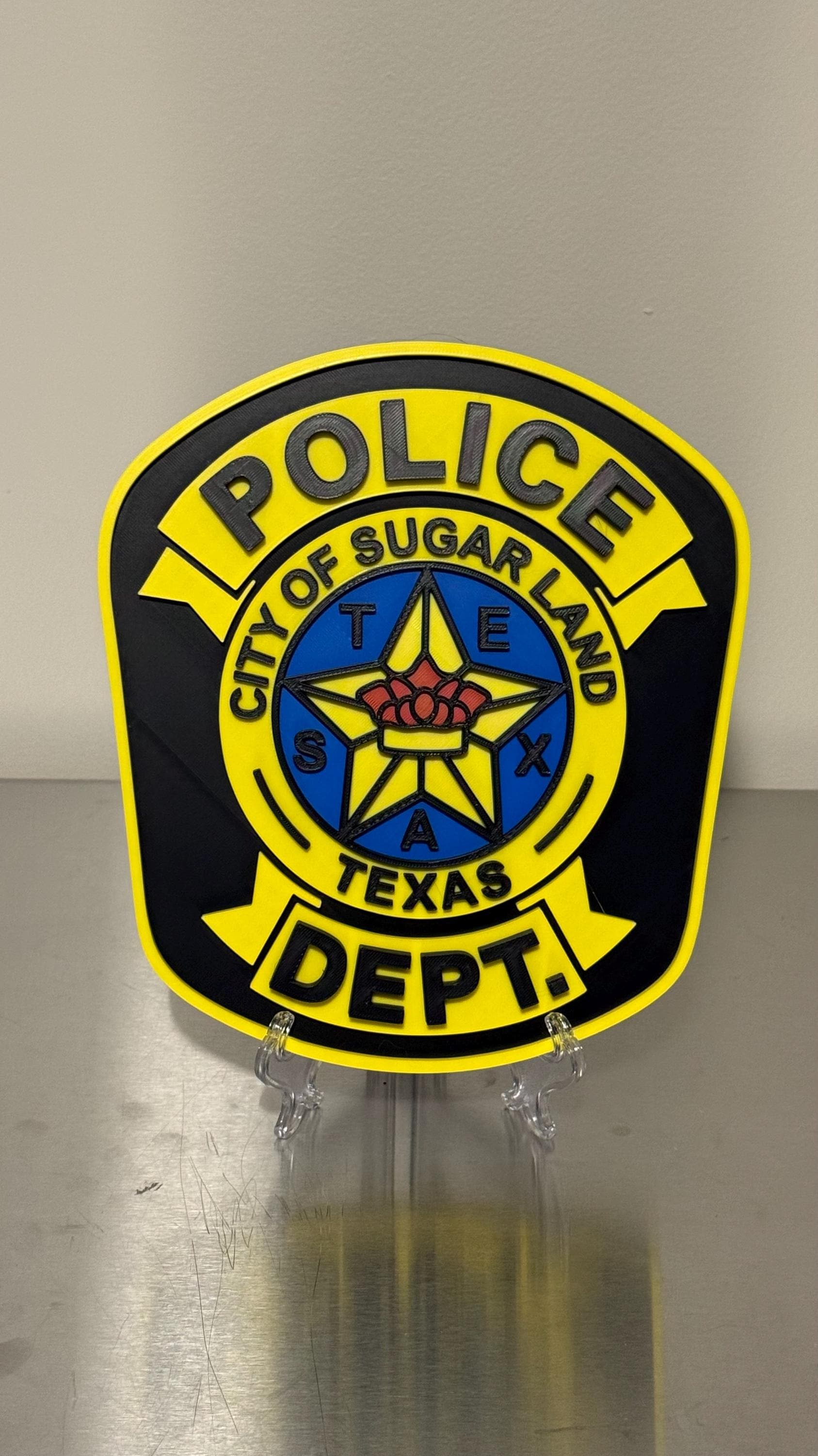 City of Sugar Land Police Plaque, First Responder Wall Art Texas